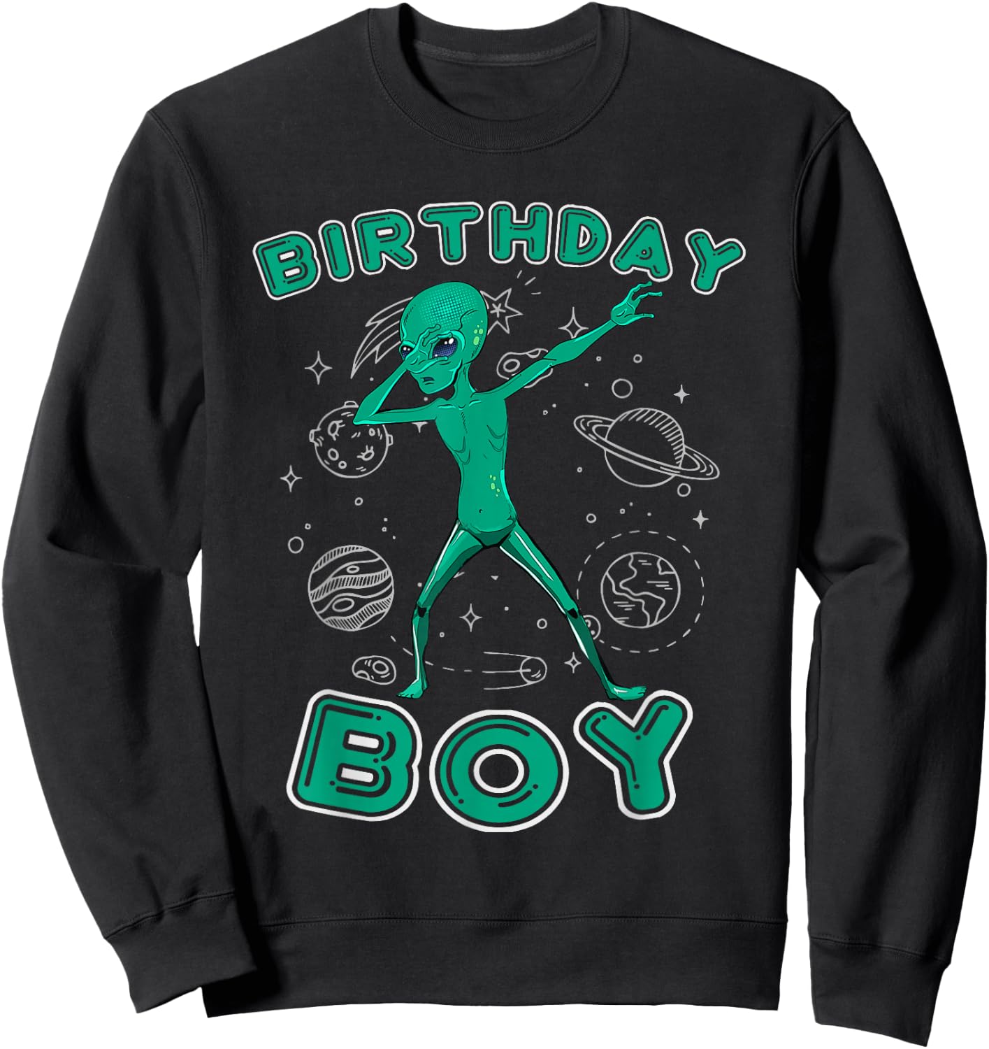 Funny Alien Birthday Boy Tween Teen Boys Kids Youth Men Sweatshirt - Sweatshirt | Black