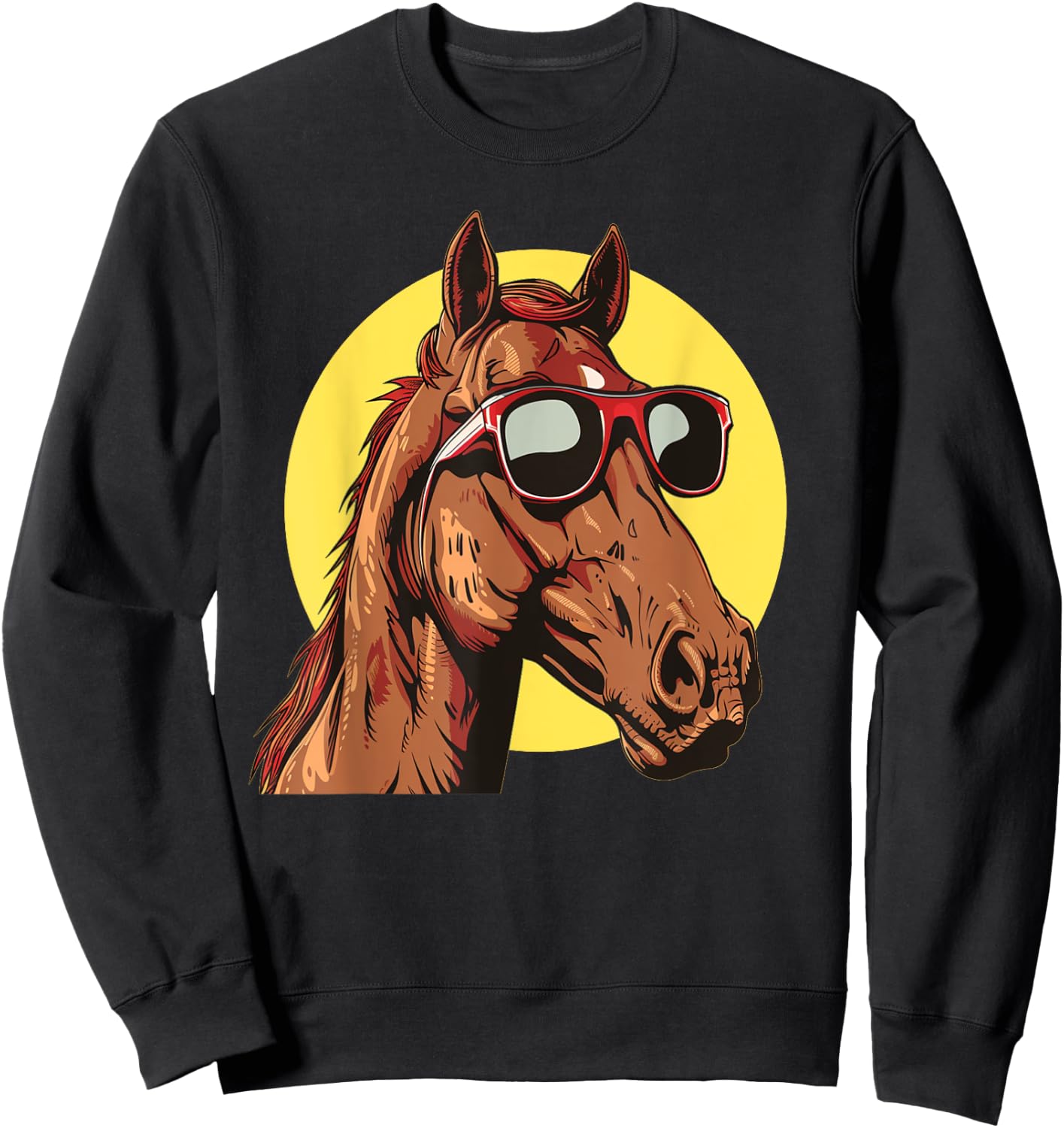 Awesome Horse Face with funny Sunglasses Costume Sweatshirt - Sweatshirt | Black