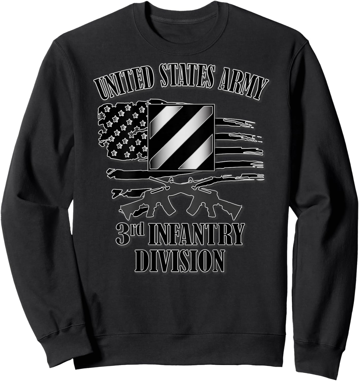 U.S. Army 3rd Infantry Division (Back Design) Sweatshirt - Sweatshirt | Black