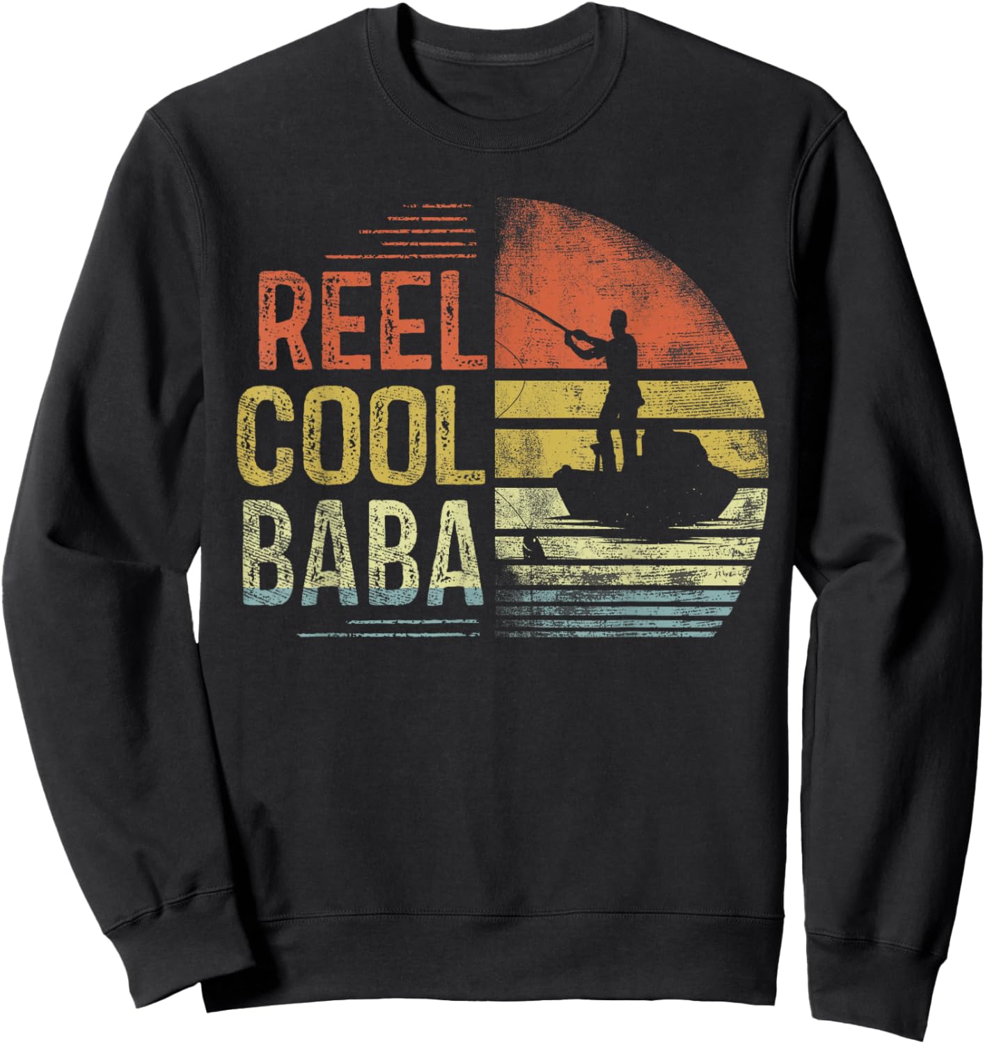 Reel Cool Baba Fishing Gifts Baba Birthday Vintage Sweatshirt - Sweatshirt | Black