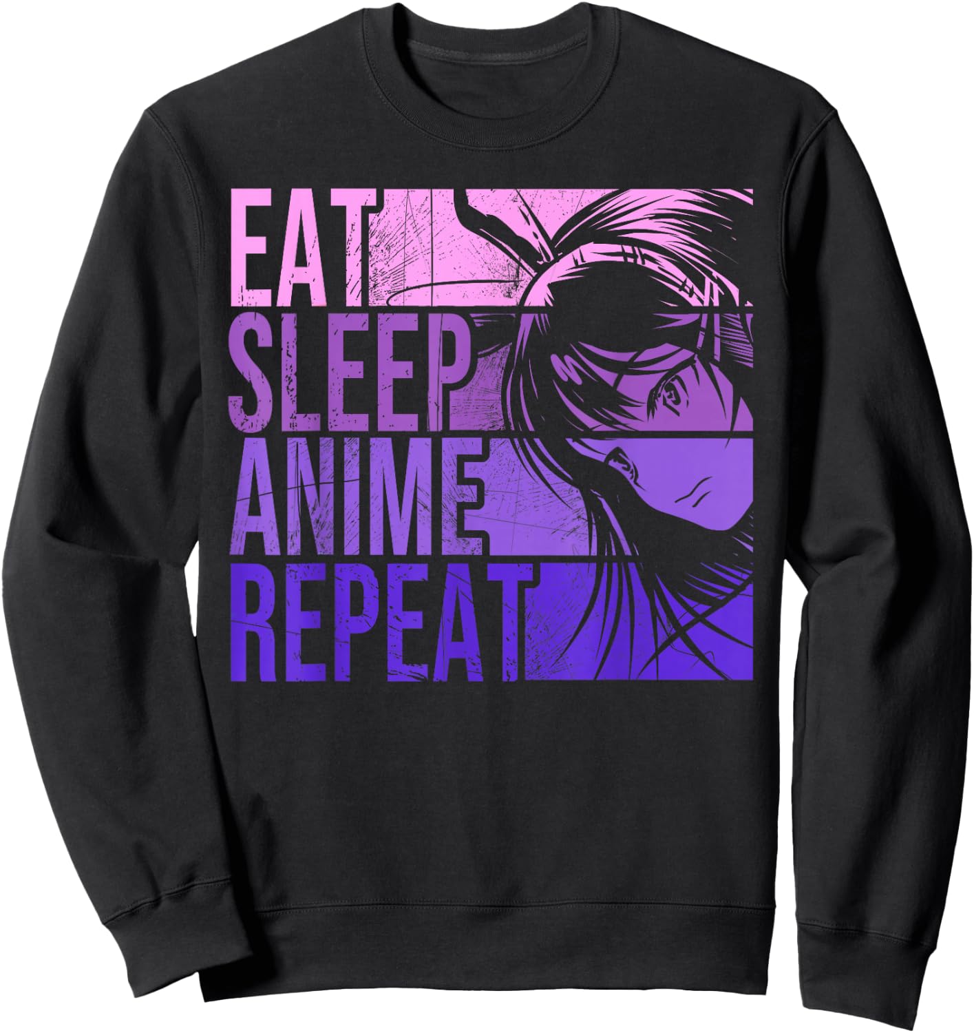 Eat Sleep Anime Repeat - Anime Lovers Gifts Idea Girls Sweatshirt - Sweatshirt | Black