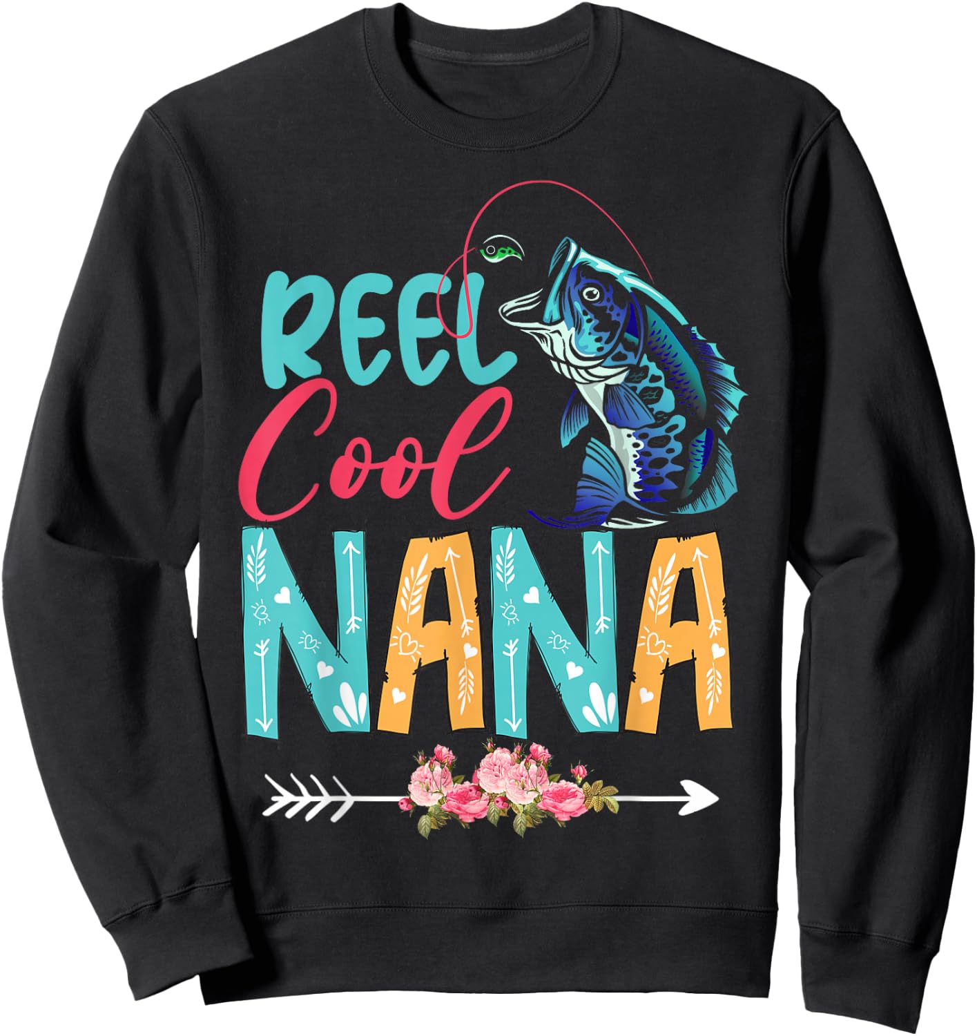 Funny Fishing Lover Happy Mother's Day Matching Proud Nana Sweatshirt - Sweatshirt | Black