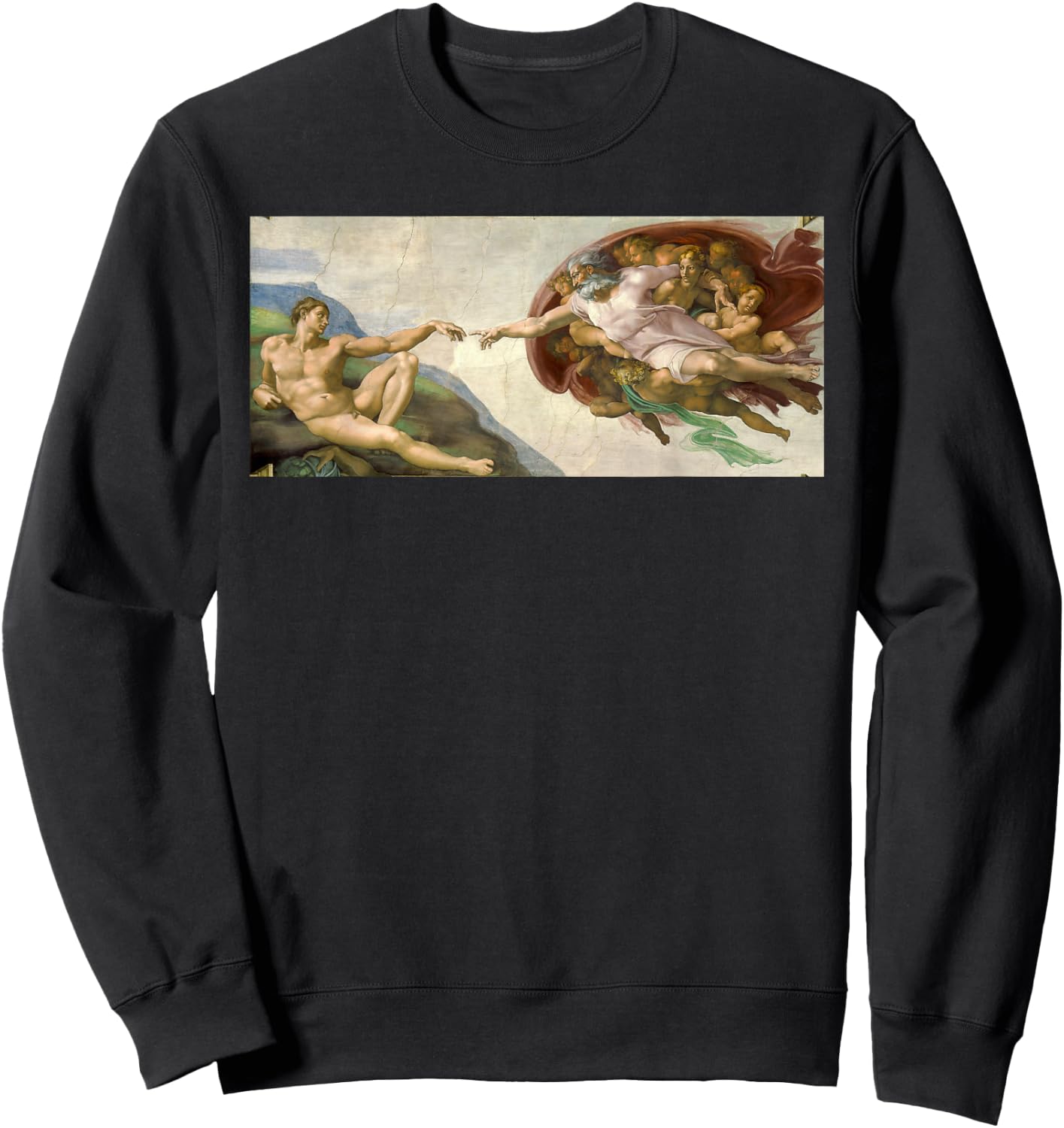 Michelangelo Creation of Adam Art Classic Painting Sweatshirt - Sweatshirt | Black