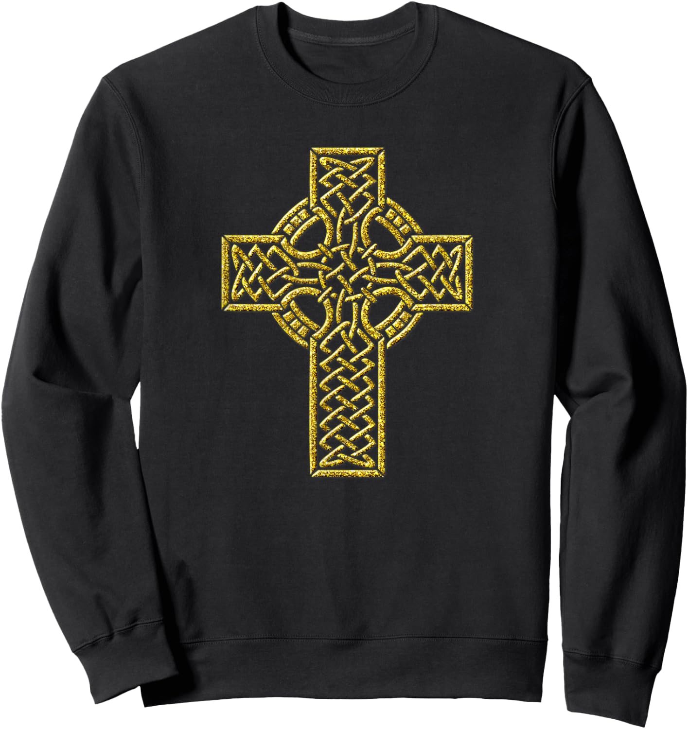Christian Cross Vintage Golden Retro Faith Symbol Sweatshirt - Sweatshirt | Black