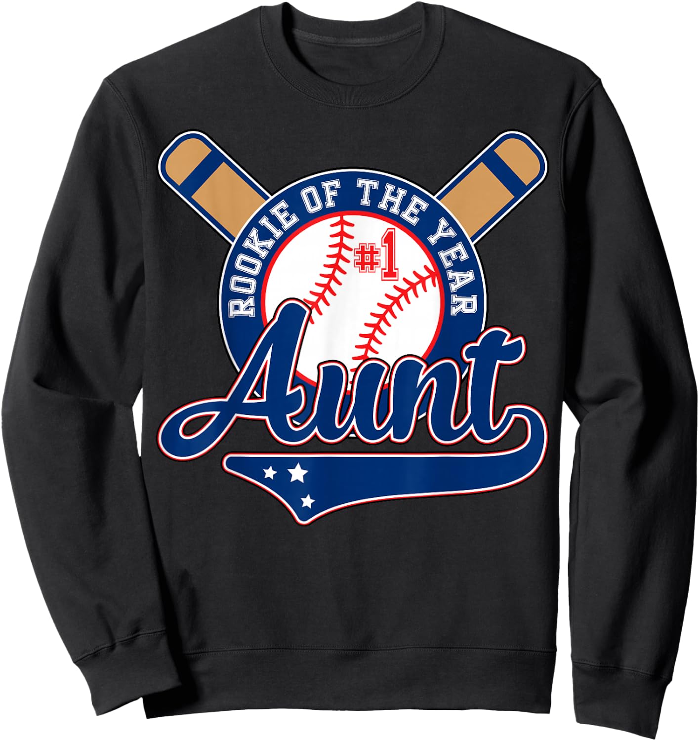 Aunt Rookie of Year 1st Birthday Baseball Theme Matching Sweatshirt - Sweatshirt | Black