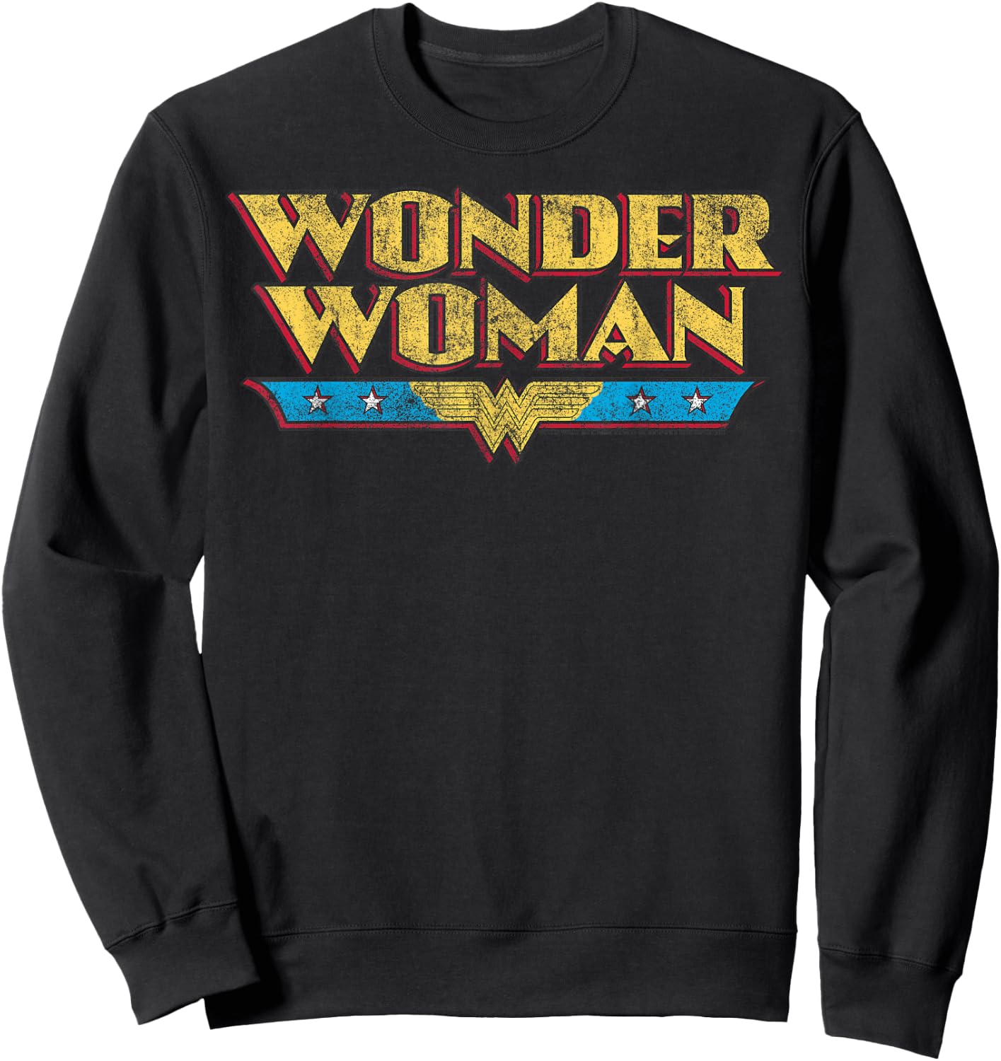 DC Comics Wonder Woman Vintage Distressed Logo Sweatshirt - Sweatshirt | Black