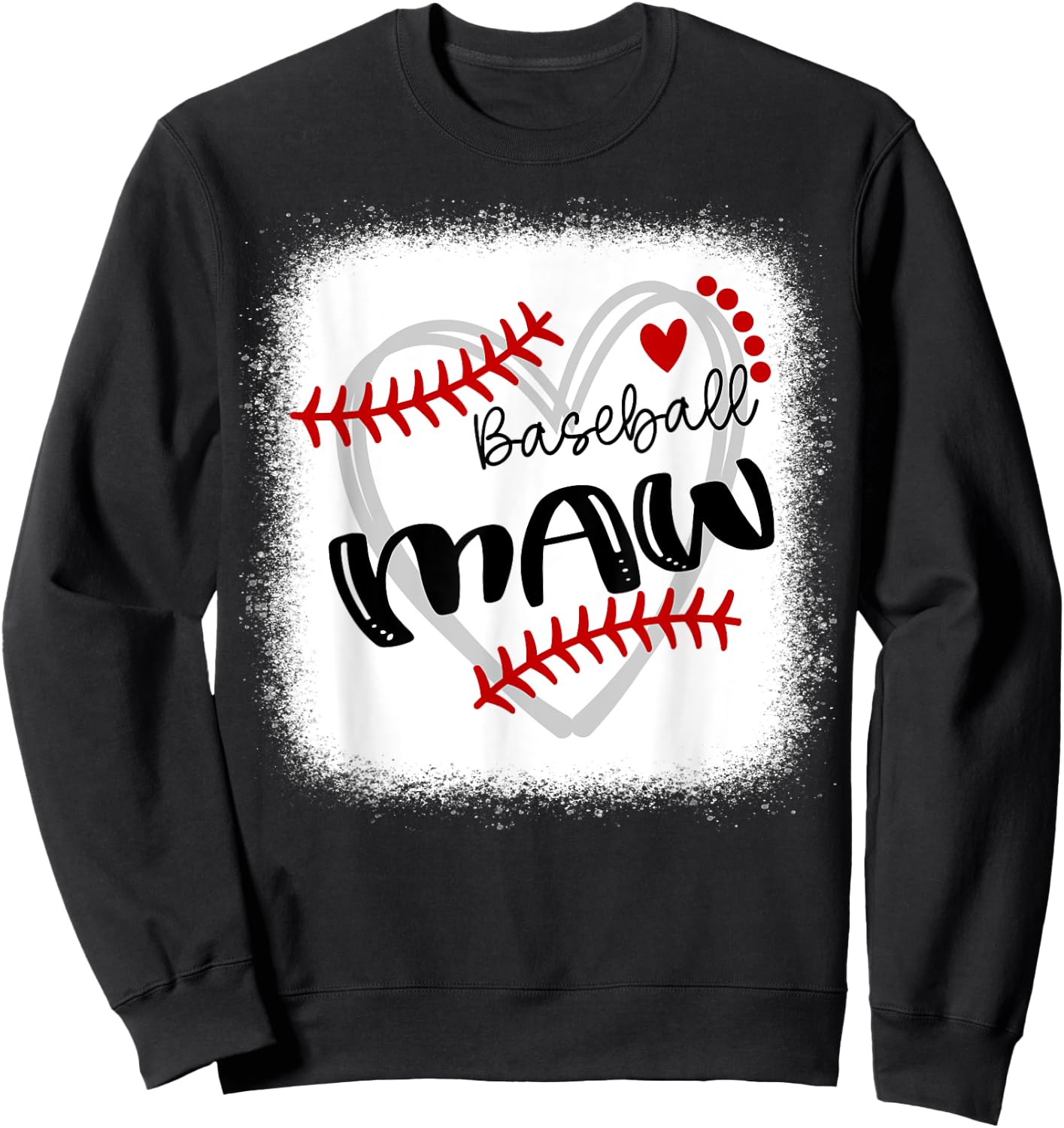 Personalized Baseball Heart Cute Maw Women Baseball Sweatshirt - Sweatshirt | Black