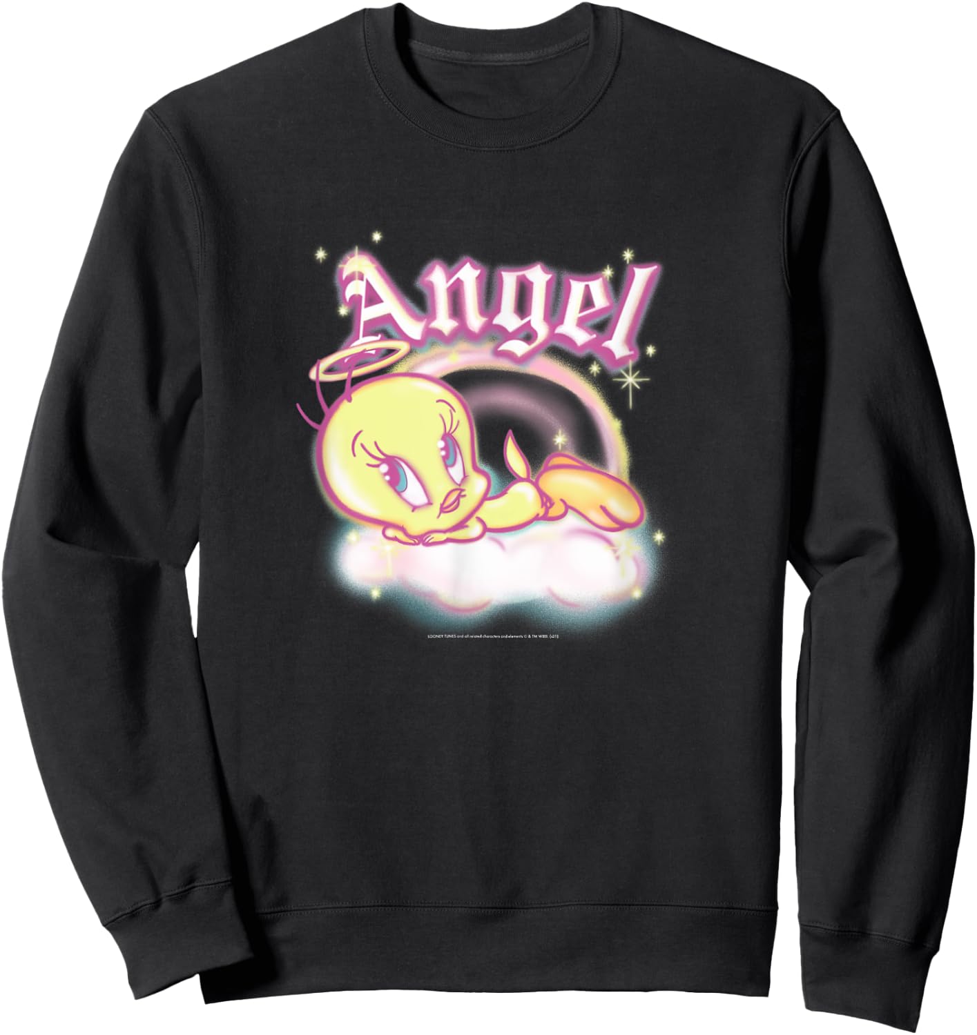 Looney Tunes Tweety Bird Angel in Clouds Sweatshirt - Sweatshirt | Black