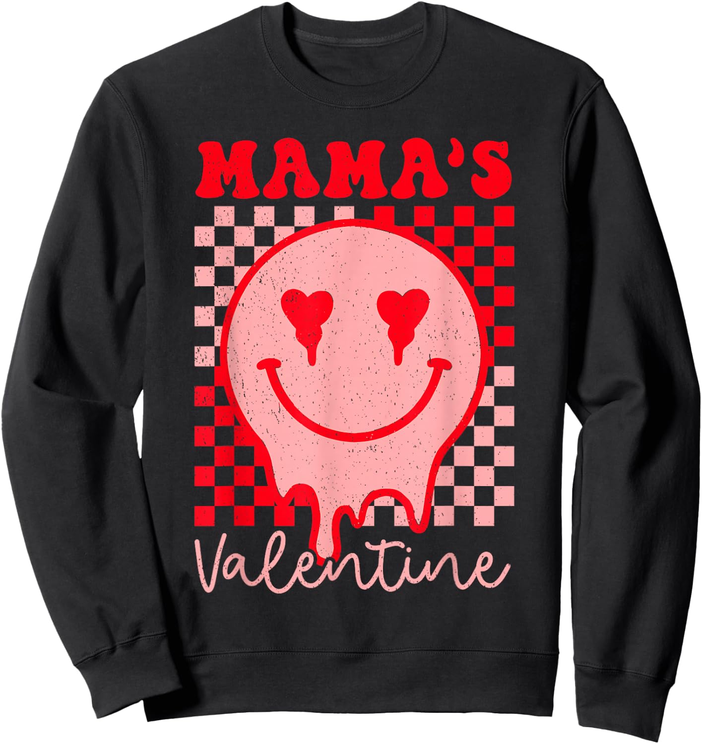 Retro Groovy Mama is My Valentine Cute Heart Boys Girls Kids Sweatshirt - Sweatshirt | Black