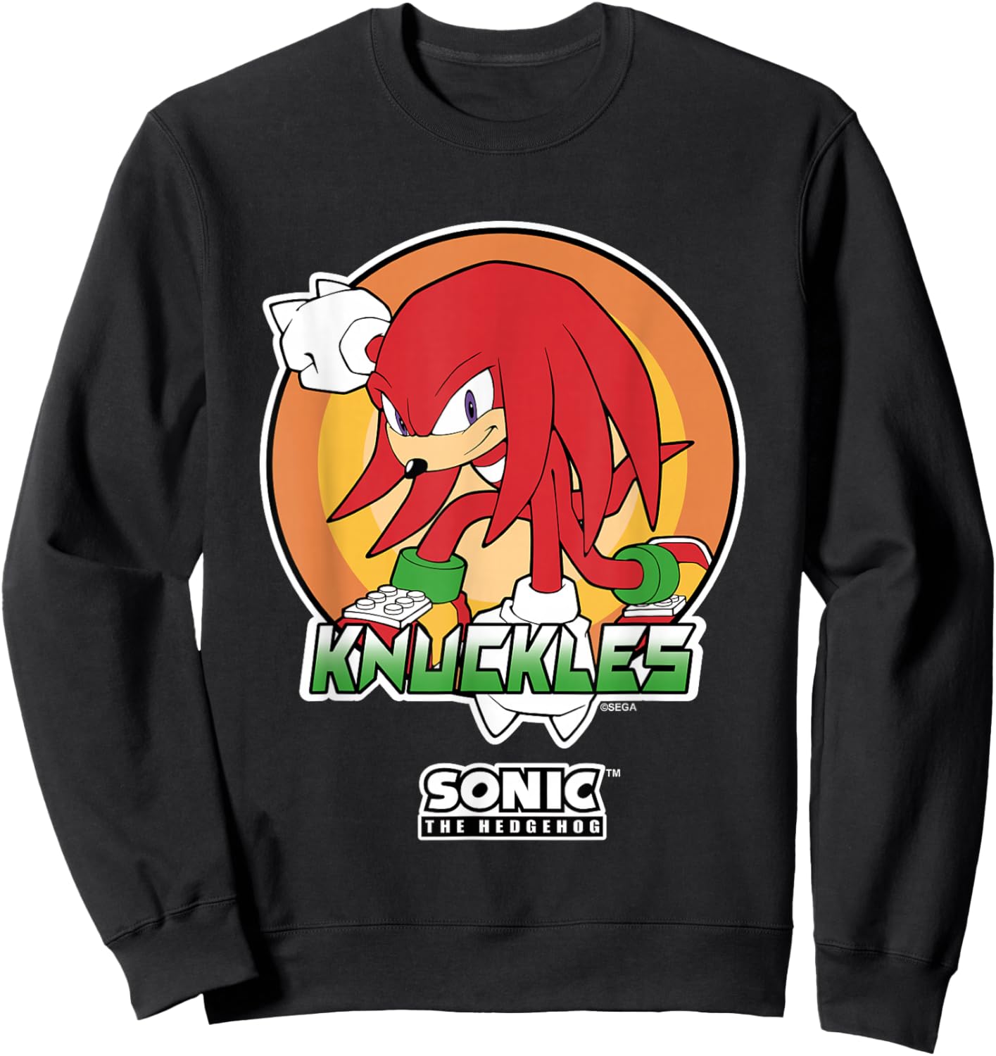 Sonic The Hedgehog Knuckles Superhero Pose Portrait Vintage Sweatshirt - Sweatshirt | Black