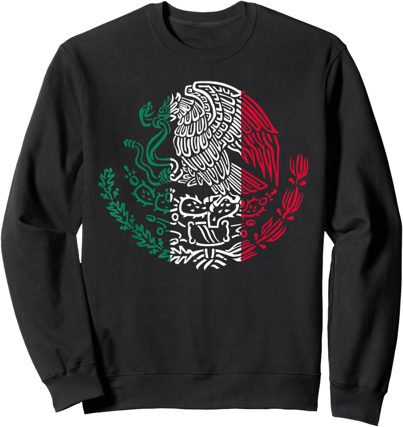 Mexican Eagle Mexico Flag Sweatshirt - Sweatshirt | Black