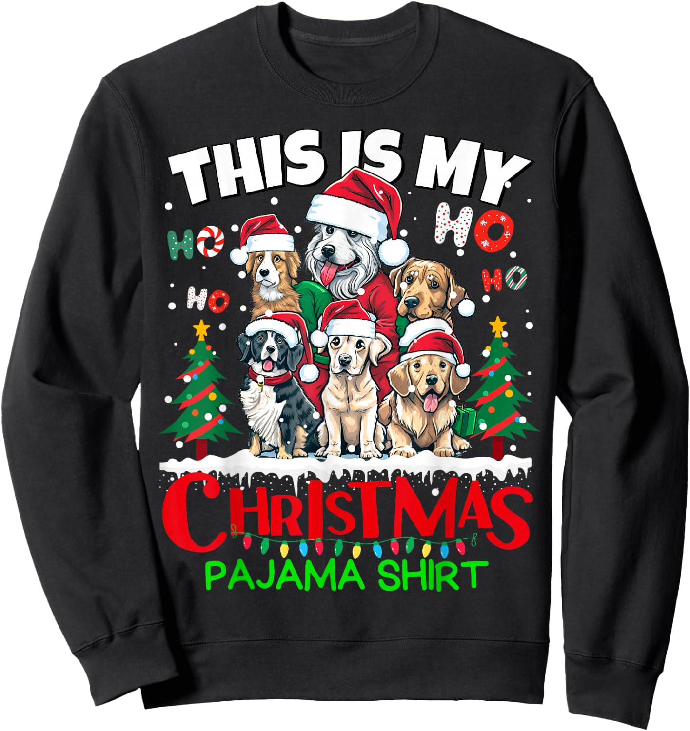 This is my Christmas Pajama shirt Puppy Dogs Santa for Kids Sweatshirt - Sweatshirt | Black