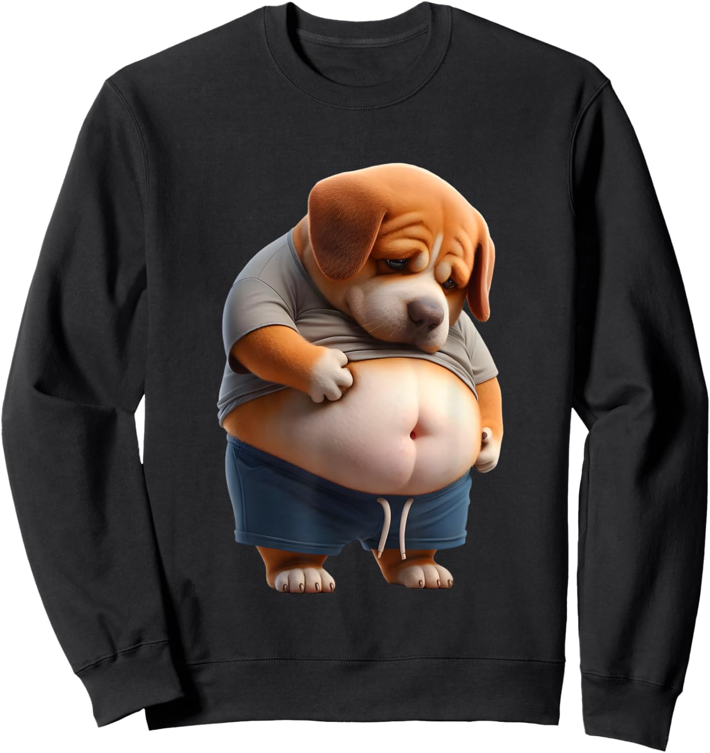 Funny Fat Dog Chubby Chonk Dog Design Canine Dog Lovers Sweatshirt - Sweatshirt | Black