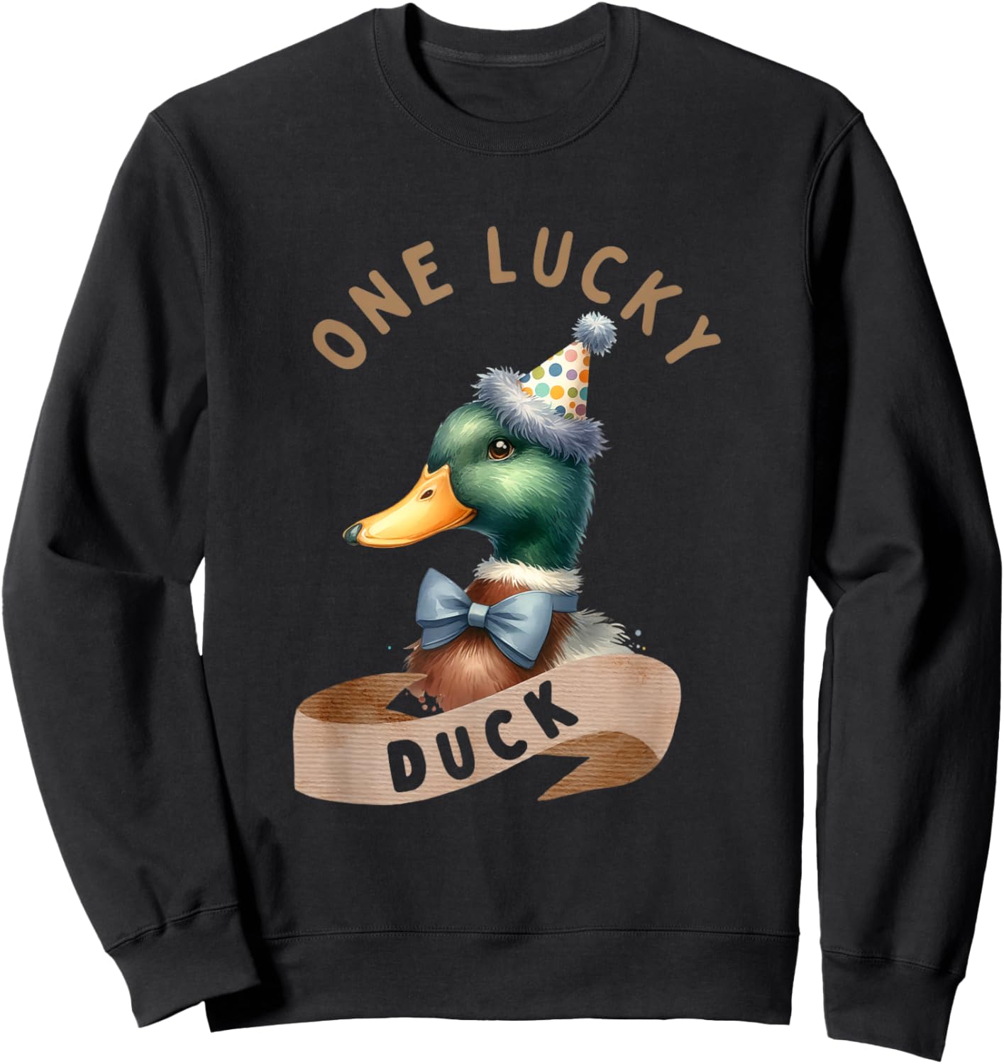 One Lucky Duck 1st Birthday 1 Years Old Poultry Mallard Duck Sweatshirt - Sweatshirt | Black