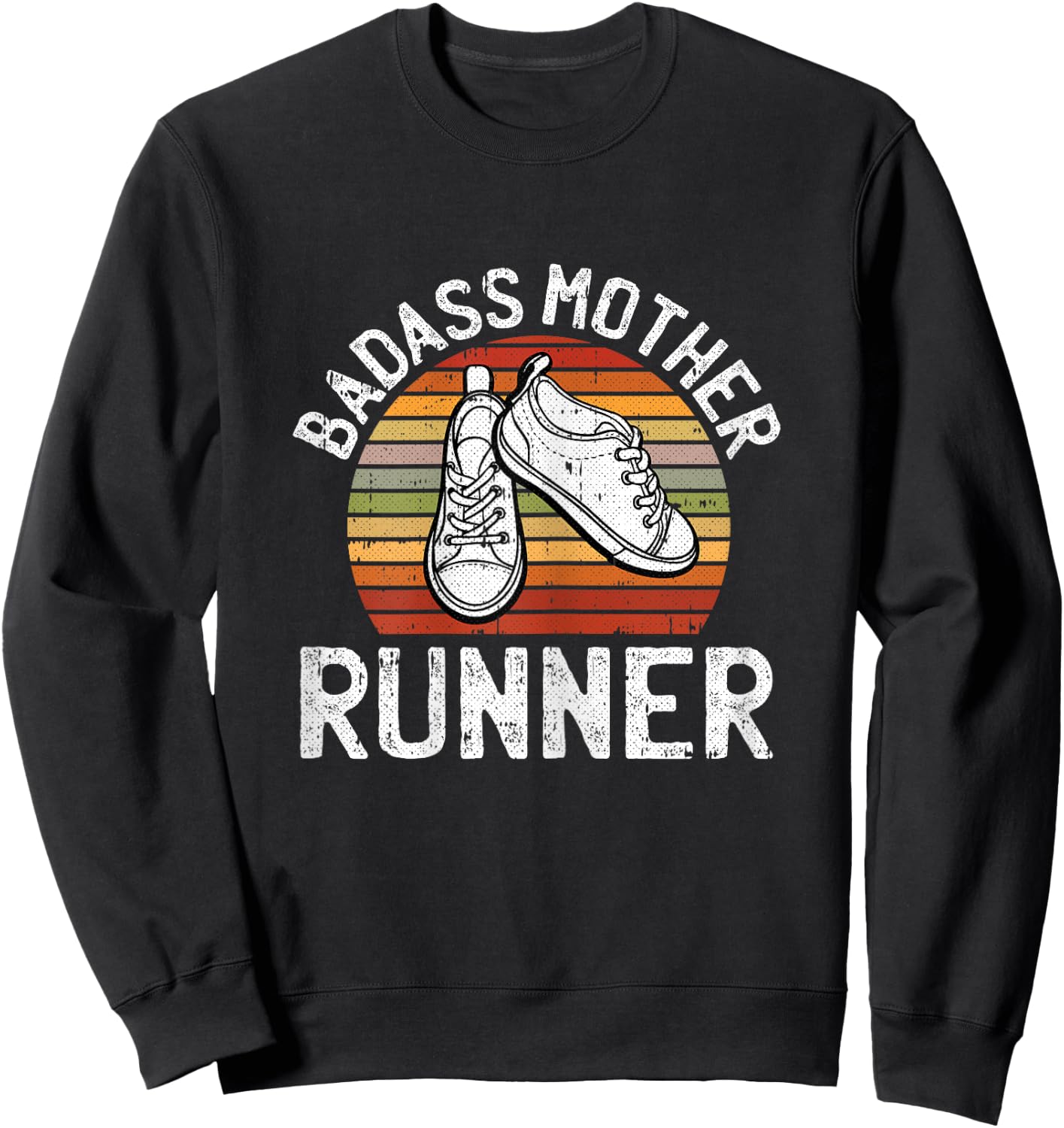 Badass Mother Runner Running Retro Sport Fitness Work-out Sweatshirt - Sweatshirt | Black