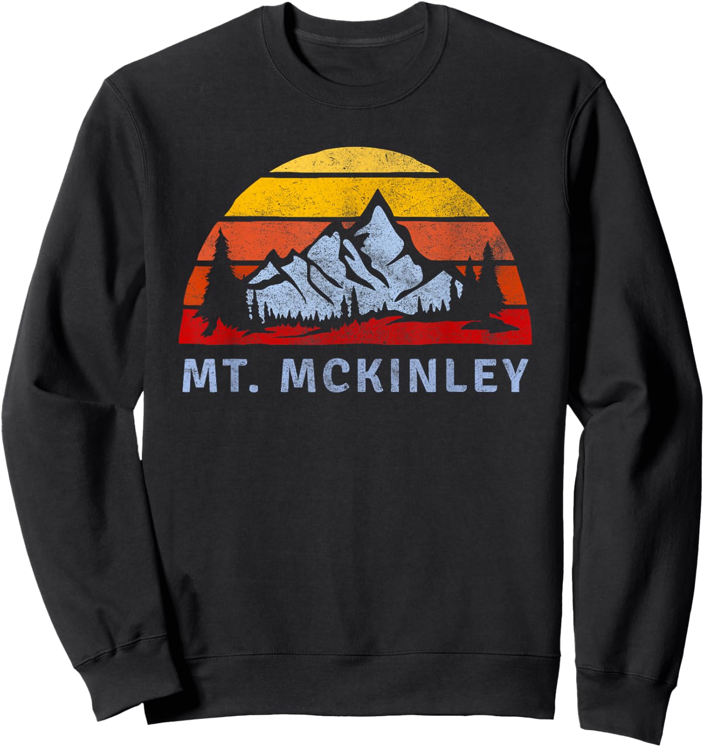 Mt. McKinley Retro Mountain Sunset design Sweatshirt - Sweatshirt | Black