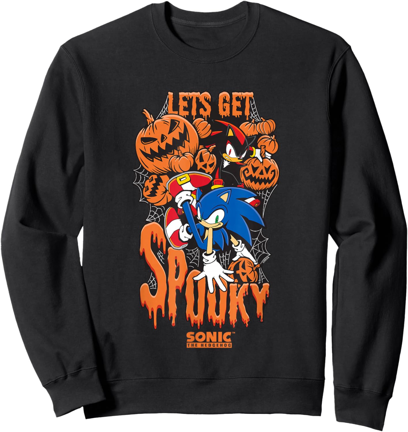 Sonic The Hedgehog Halloween Let's Get Spooky Sonic & Shadow Sweatshirt - Sweatshirt | Black