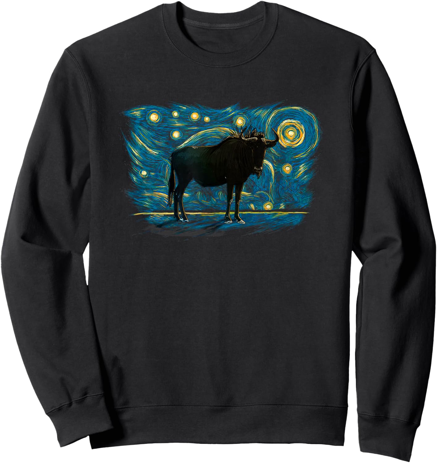 Retro Vintage Style Wildebeest Sweatshirt - Sweatshirt | Black
