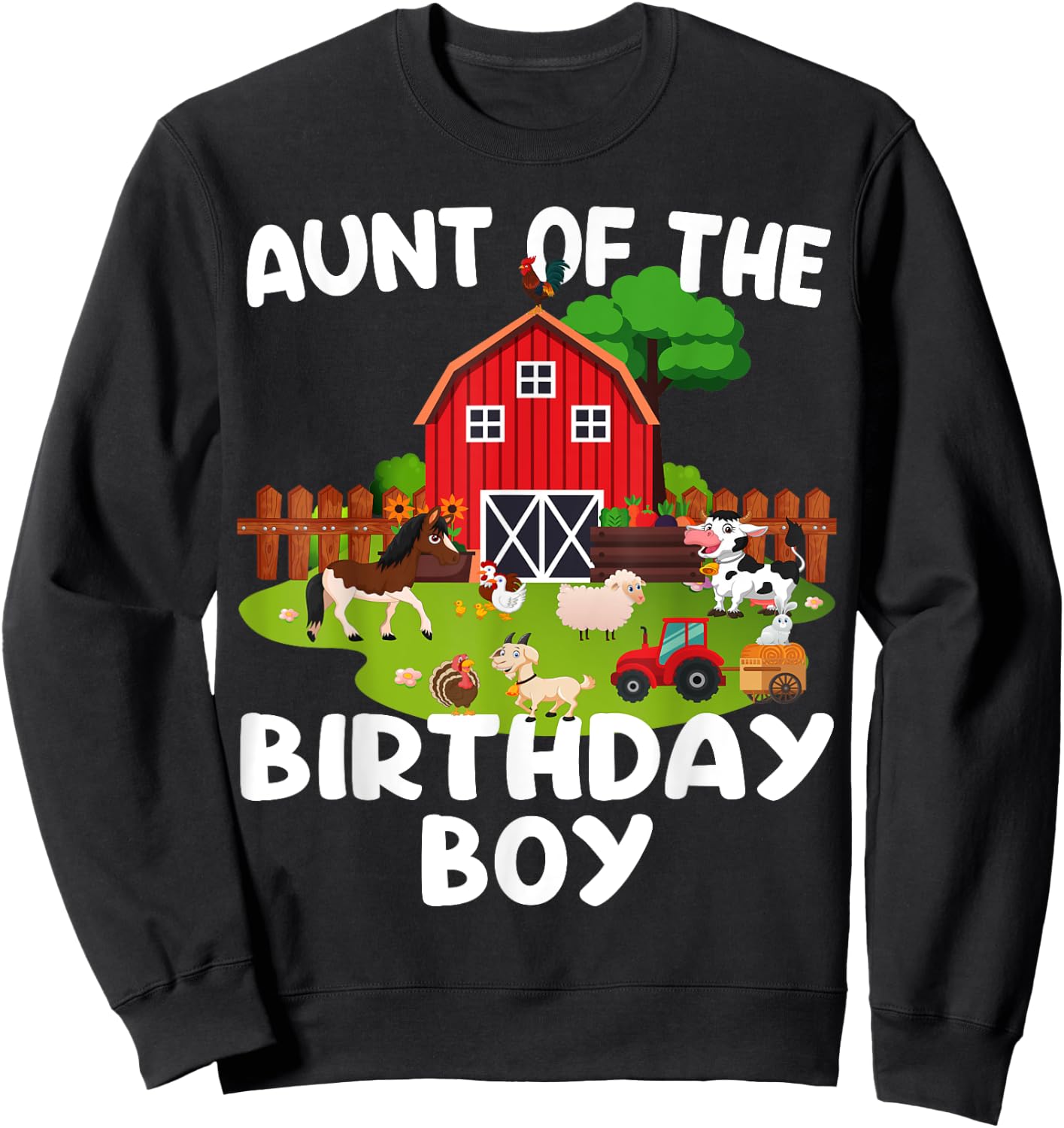 Barnyard Birthday Farm Animals Aunt Birthday Boy Sweatshirt - Sweatshirt | Black