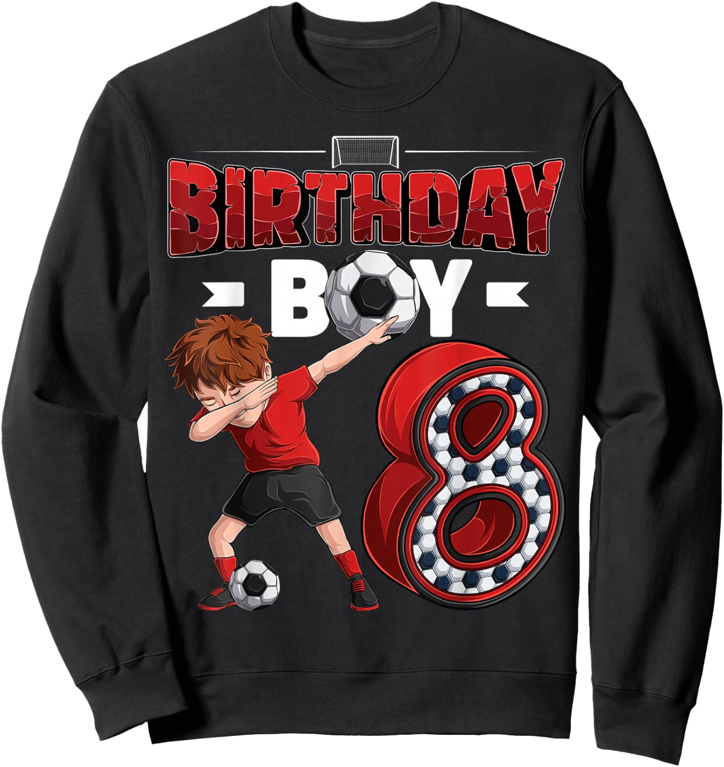 dabbing boy 8 year old Soccer Player 8th birthday party Sweatshirt - Sweatshirt | Black