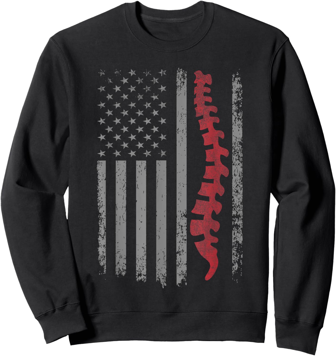 Vintage Distressed Spine Use Flag. Orthopedic Spine Nurse Sweatshirt - Sweatshirt | Black