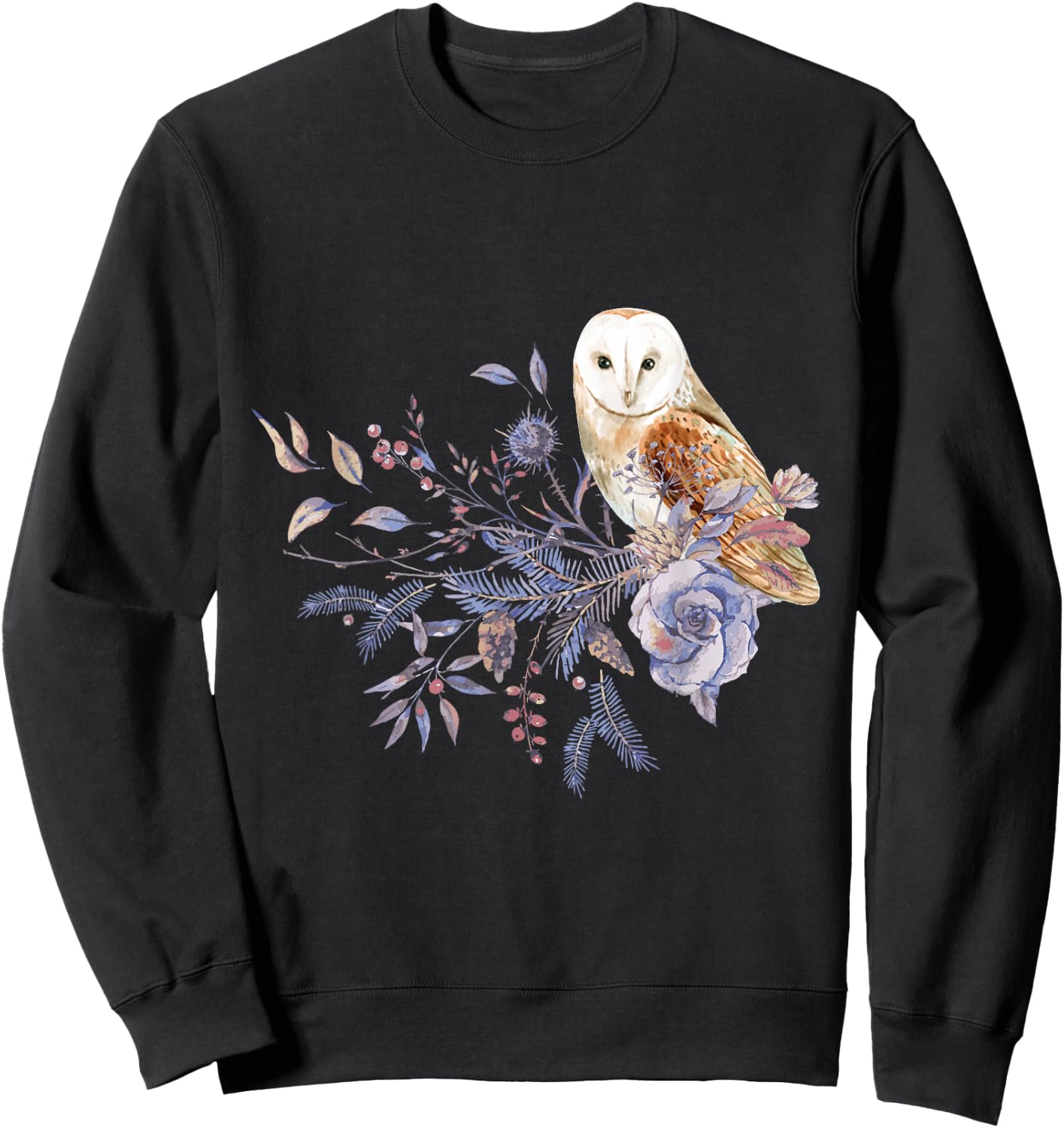 Floral Owl Bird Lover Gift Birds Sweatshirt - Sweatshirt | Black