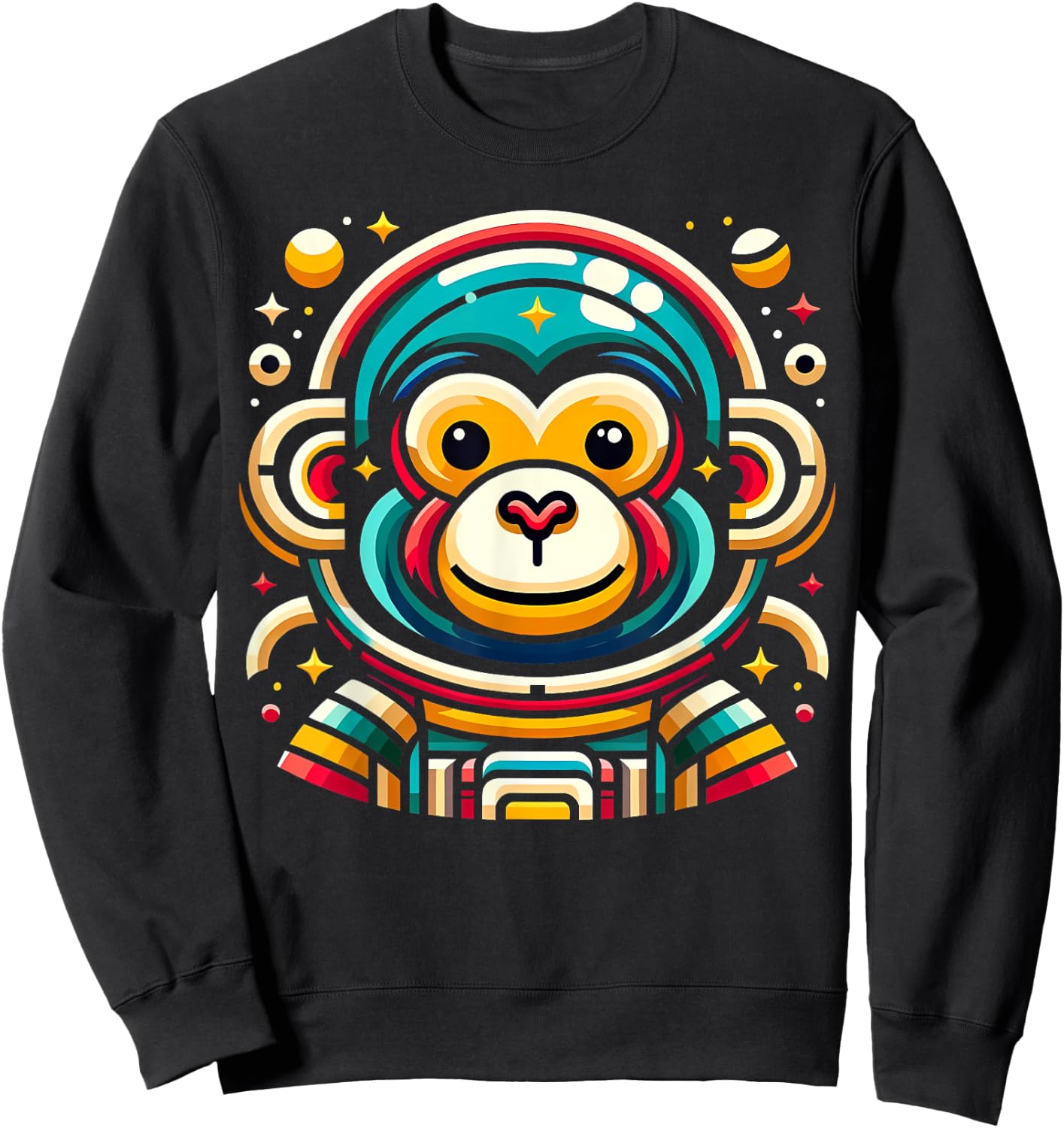 Monkey Astronaut Funny Colorful Space Animal Lover Black Sweatshirt - Sweatshirt | Black