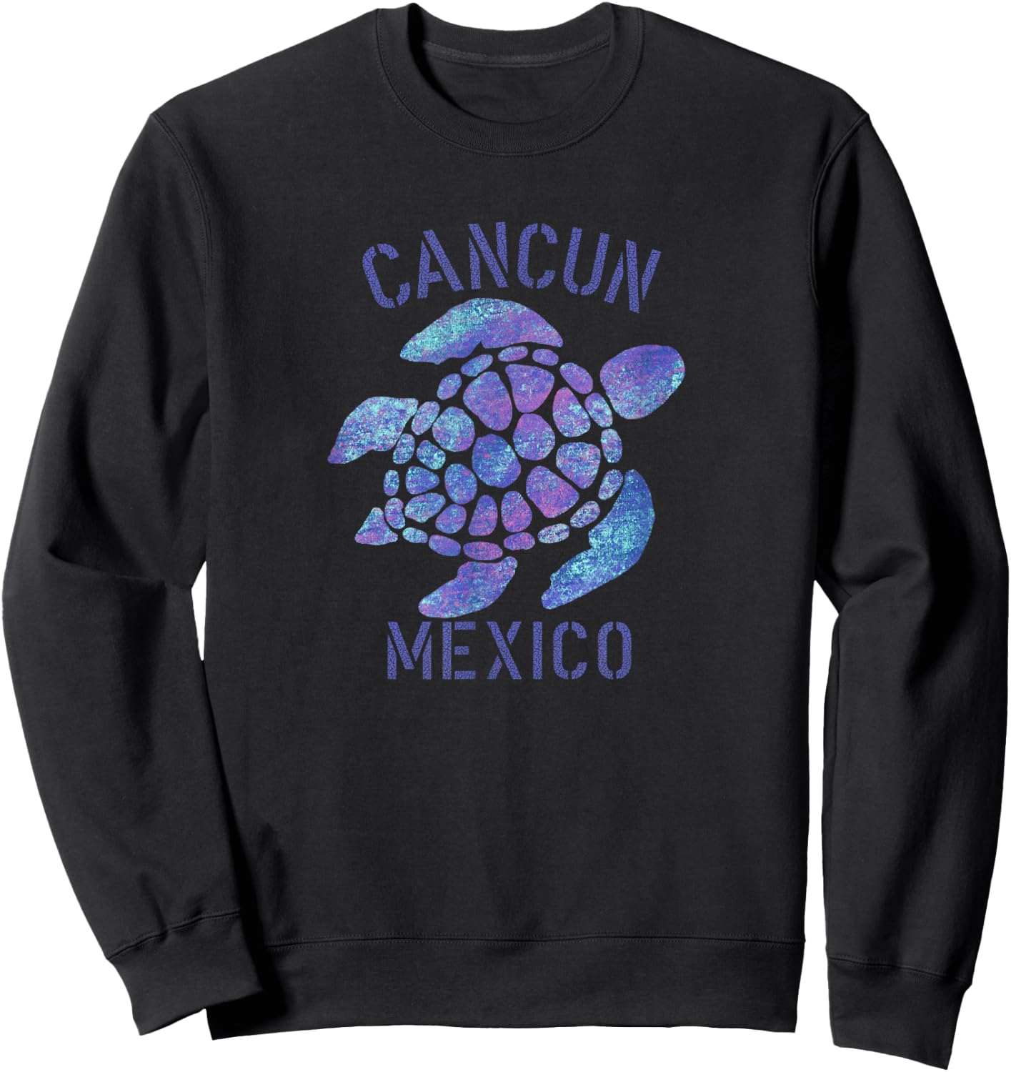 Cancun, Mexico Beach Design / Tribal Turtle Gift Sweatshirt - Sweatshirt | Black