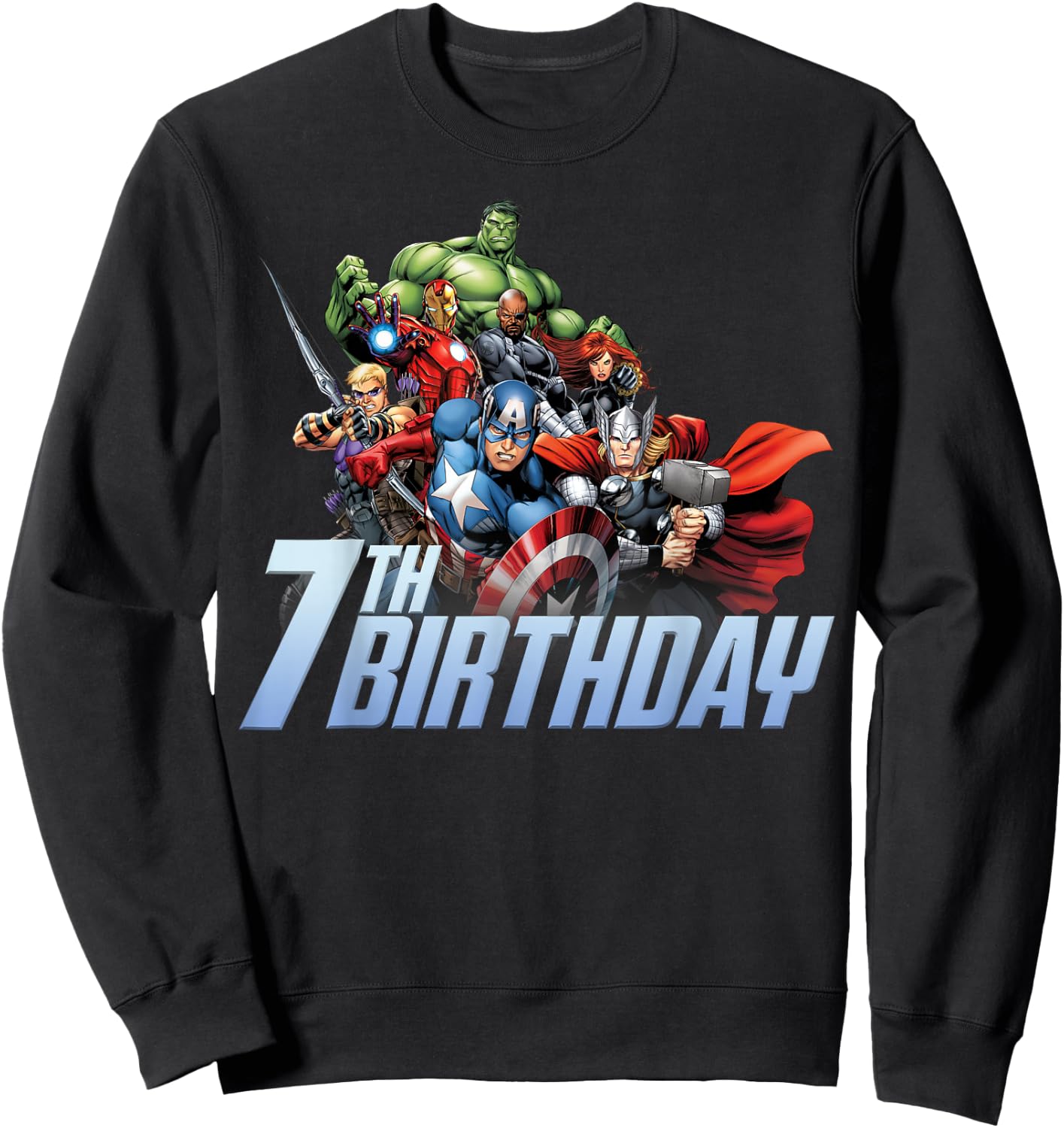 Marvel Avengers Action Shot 7th Birthday Sweatshirt - Sweatshirt | Black