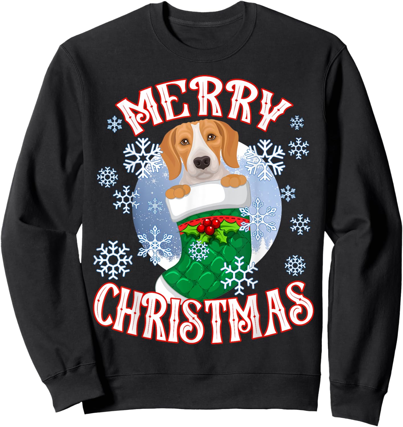 Beagle Cute Dog In A Christmas Stocking Stuffer Women Kids Sweatshirt - Sweatshirt | Black