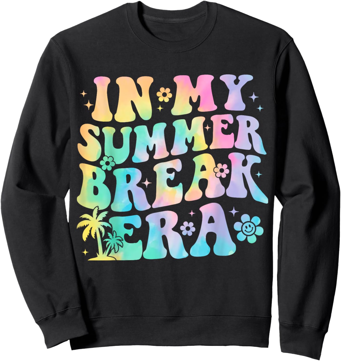 In My Summer Break Era Teacher Summer Break Vacation Groovy Sweatshirt - Sweatshirt | Black