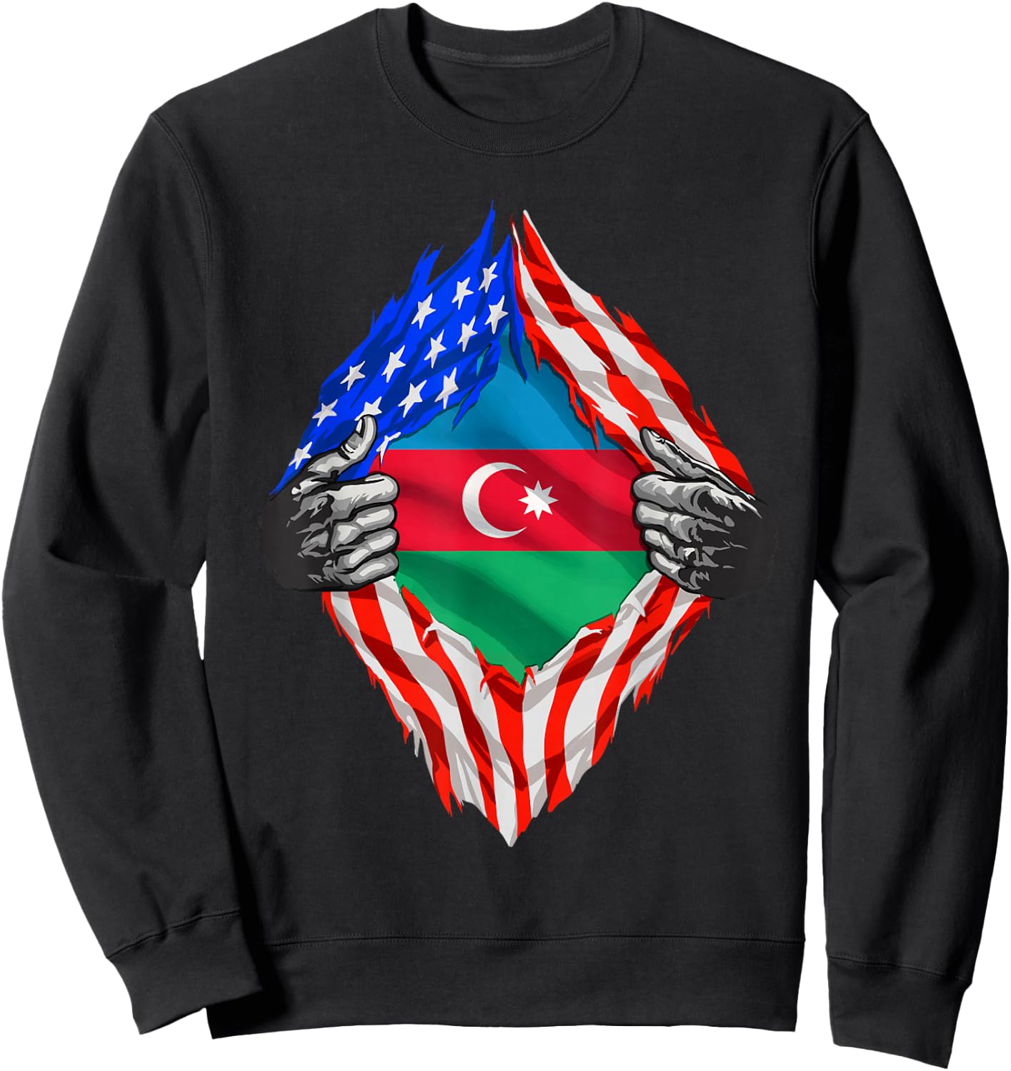 Azerbaijan Shirt USA Azerbaijan Flag Azerbaijani Roots Sweatshirt - Sweatshirt | Black