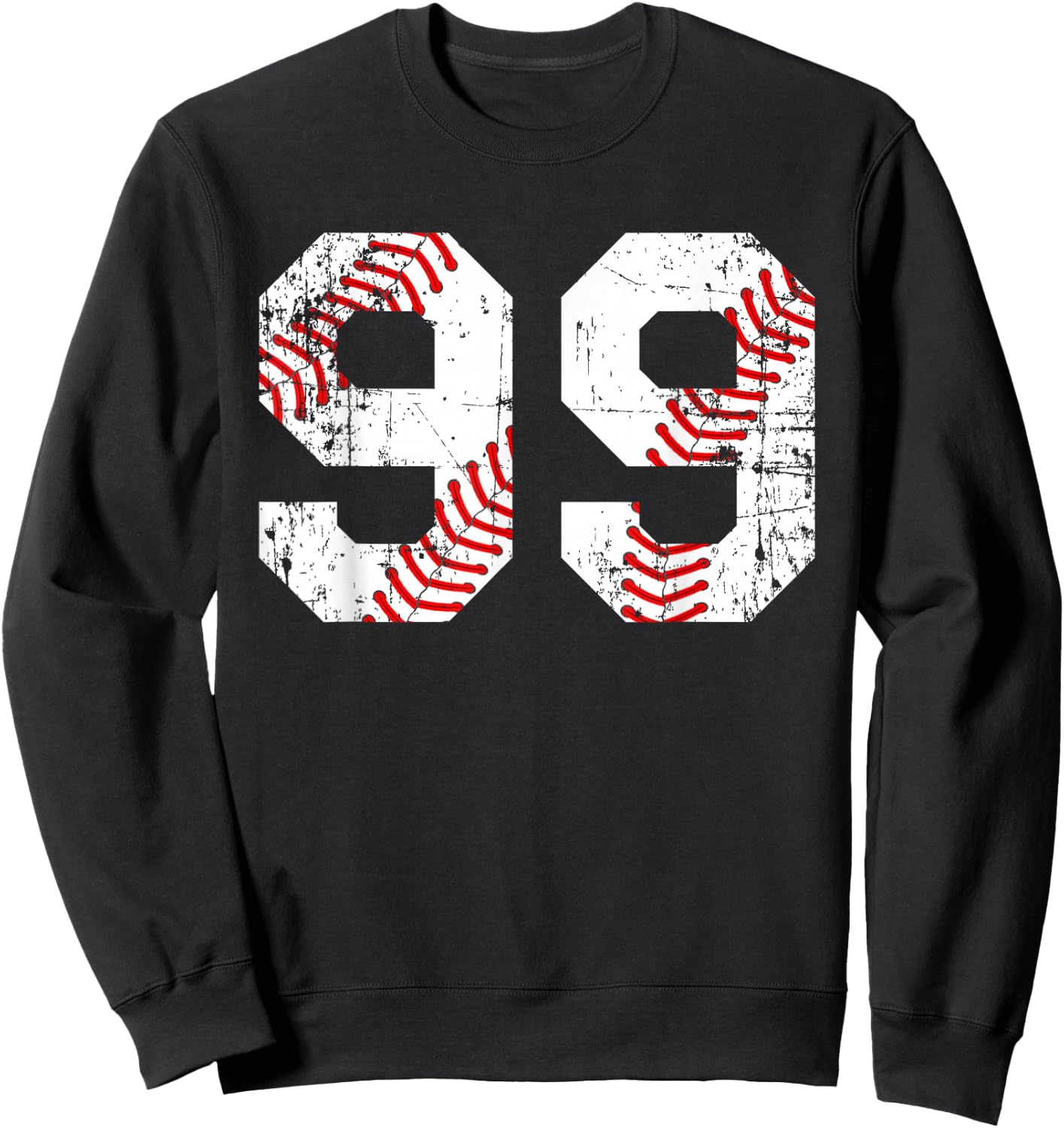 Vintage Baseball 99 Jersey Number Sweatshirt - Sweatshirt | Black