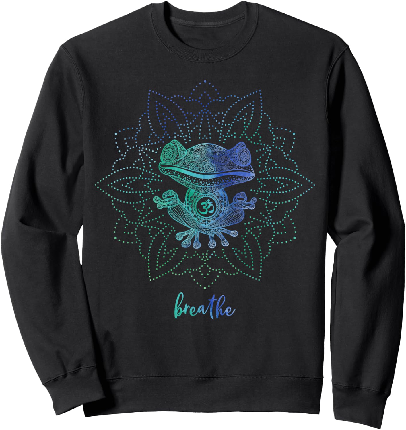 Om Zen Yoga Animal Spiritual Pose Relax Meditating Frog Sweatshirt - Sweatshirt | Black