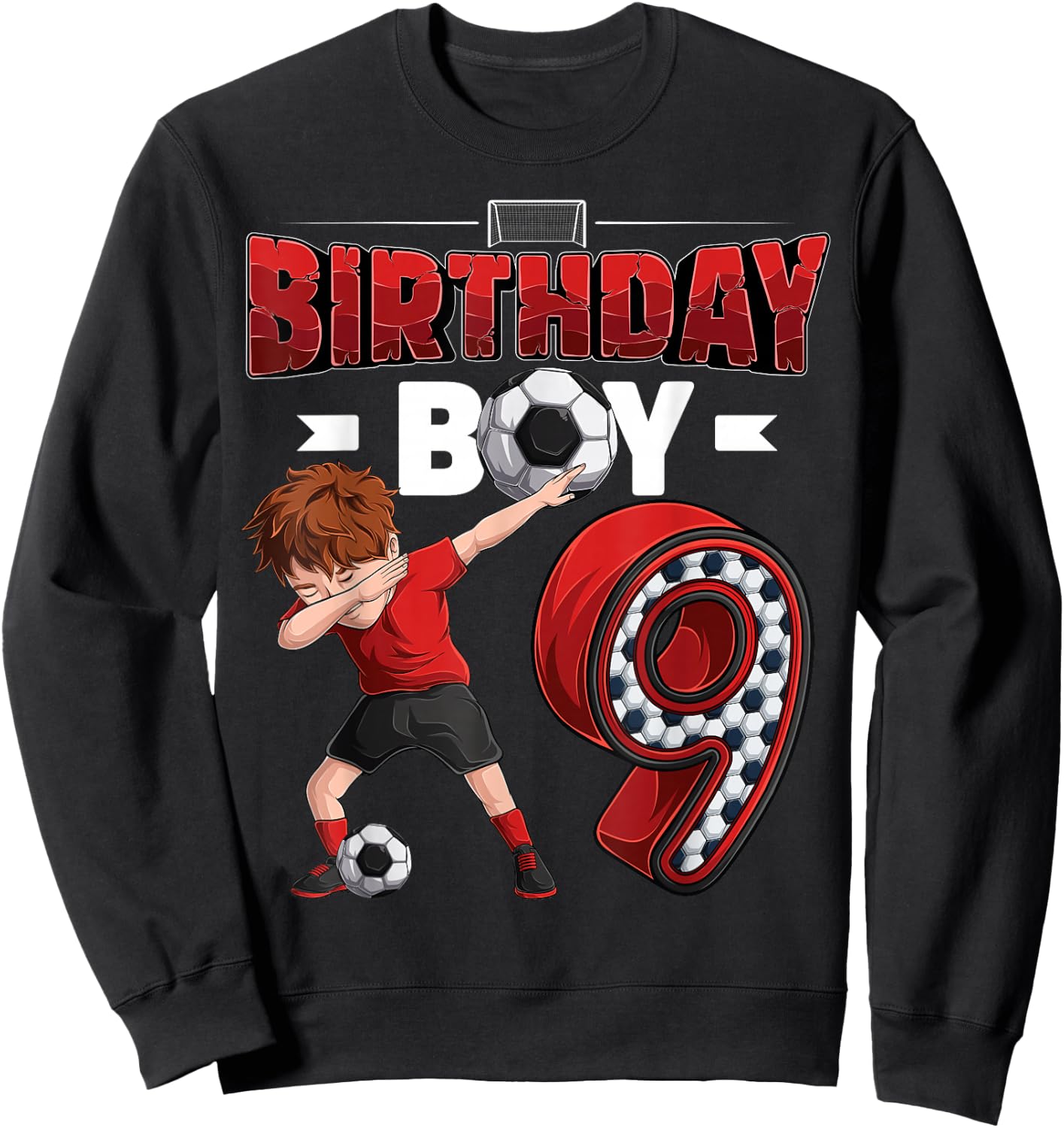 Dabbing boy 9 Year Old Soccer Player 9th Birthday Party Sweatshirt - Sweatshirt | Black