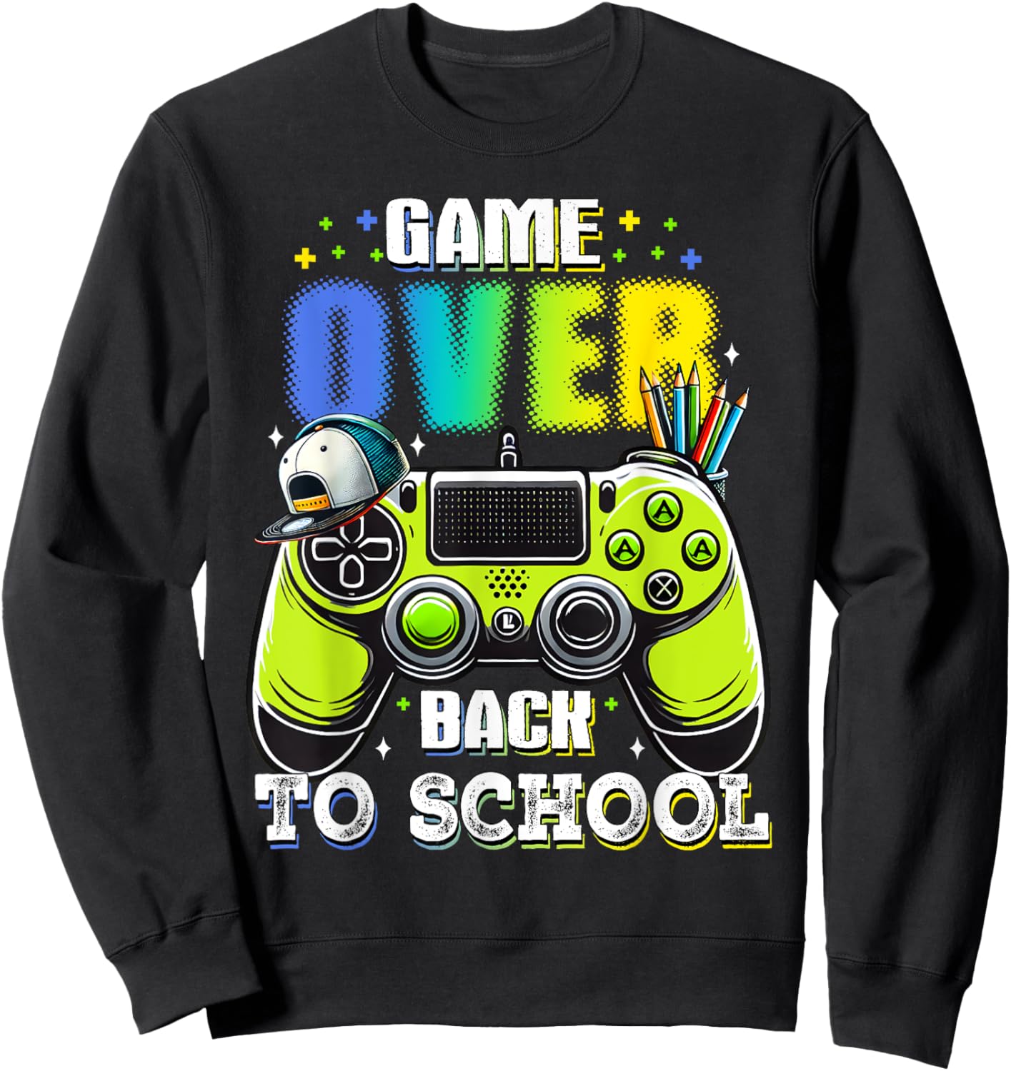 Back To School For Boy Kids Game Over Back To School Funny Sweatshirt - Sweatshirt | Black