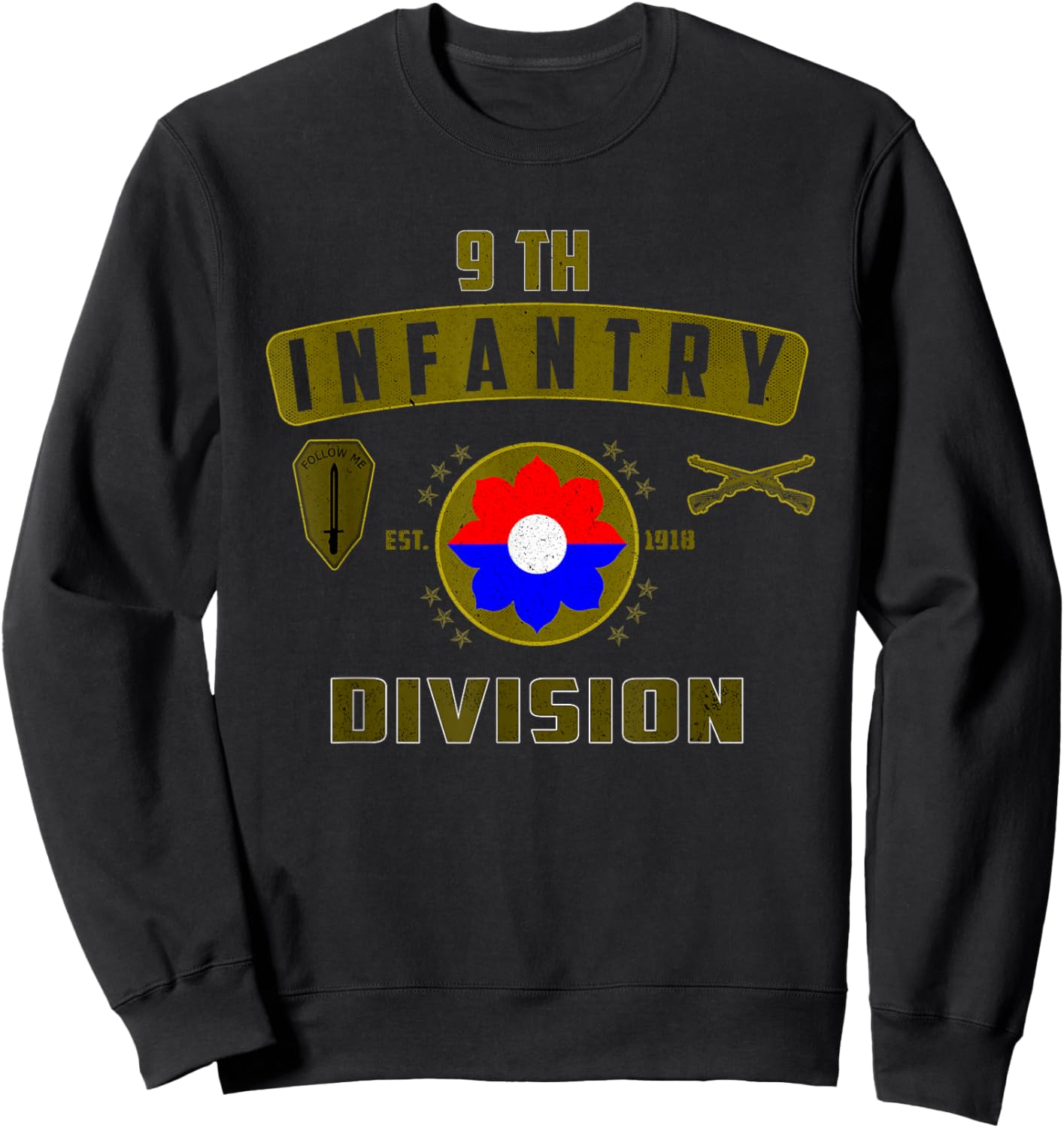 9th Infantry Division Military Veteran Father Day Christmas Sweatshirt - Sweatshirt | Black