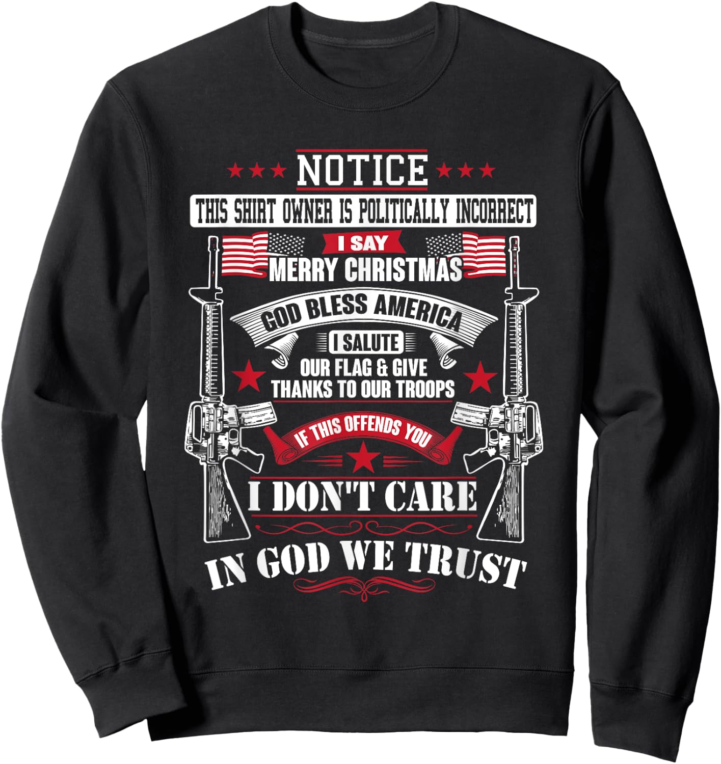 American Conservative God Bless America Country Sweatshirt - Sweatshirt | Black