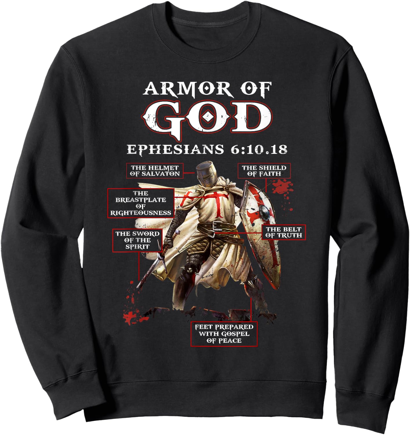 Armor Of God Knight Templar Sweatshirt - Sweatshirt | Black