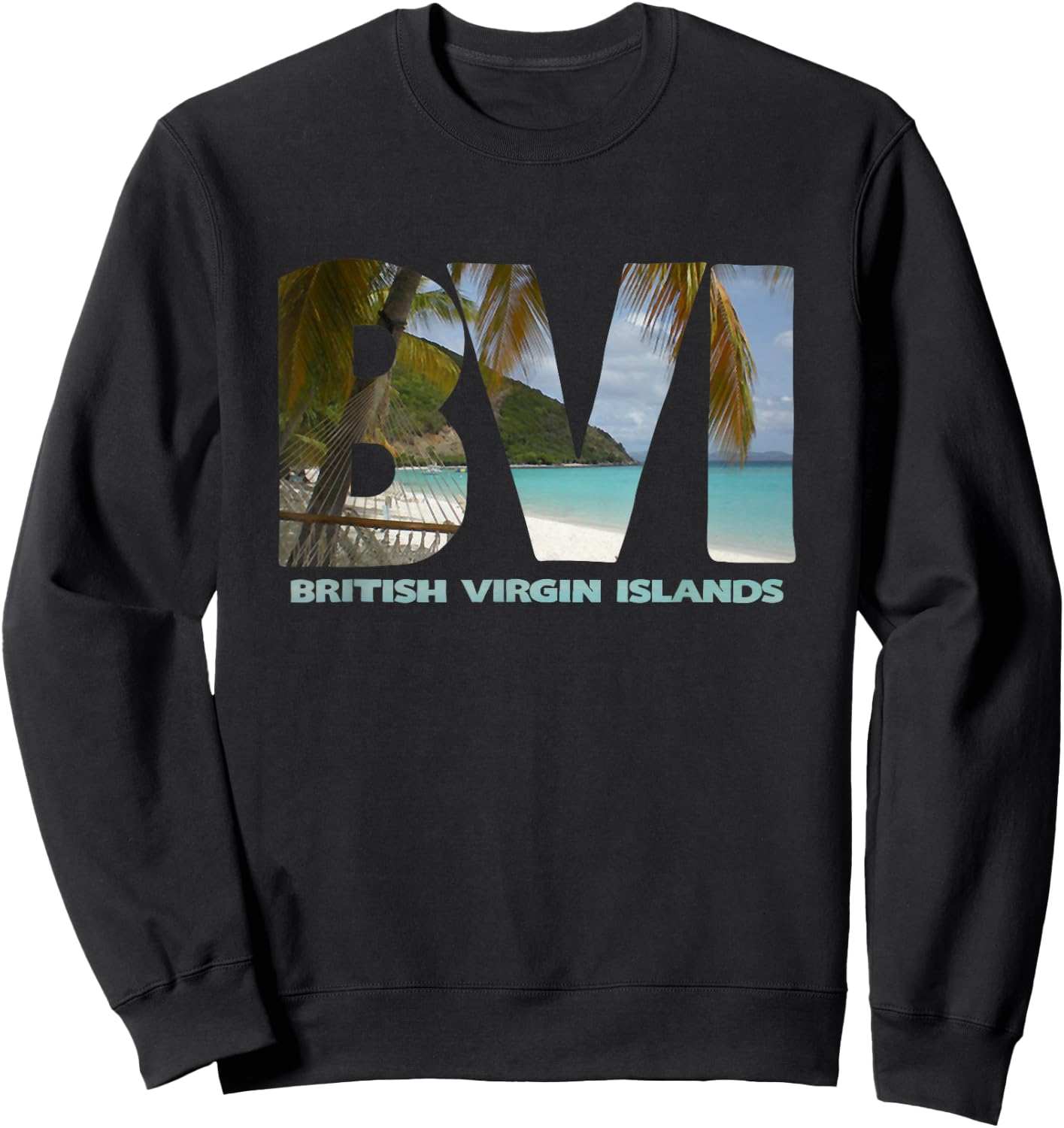 British Virgin Islands BVI Souvenir Beach & Palm Trees Sweatshirt - Sweatshirt | Black