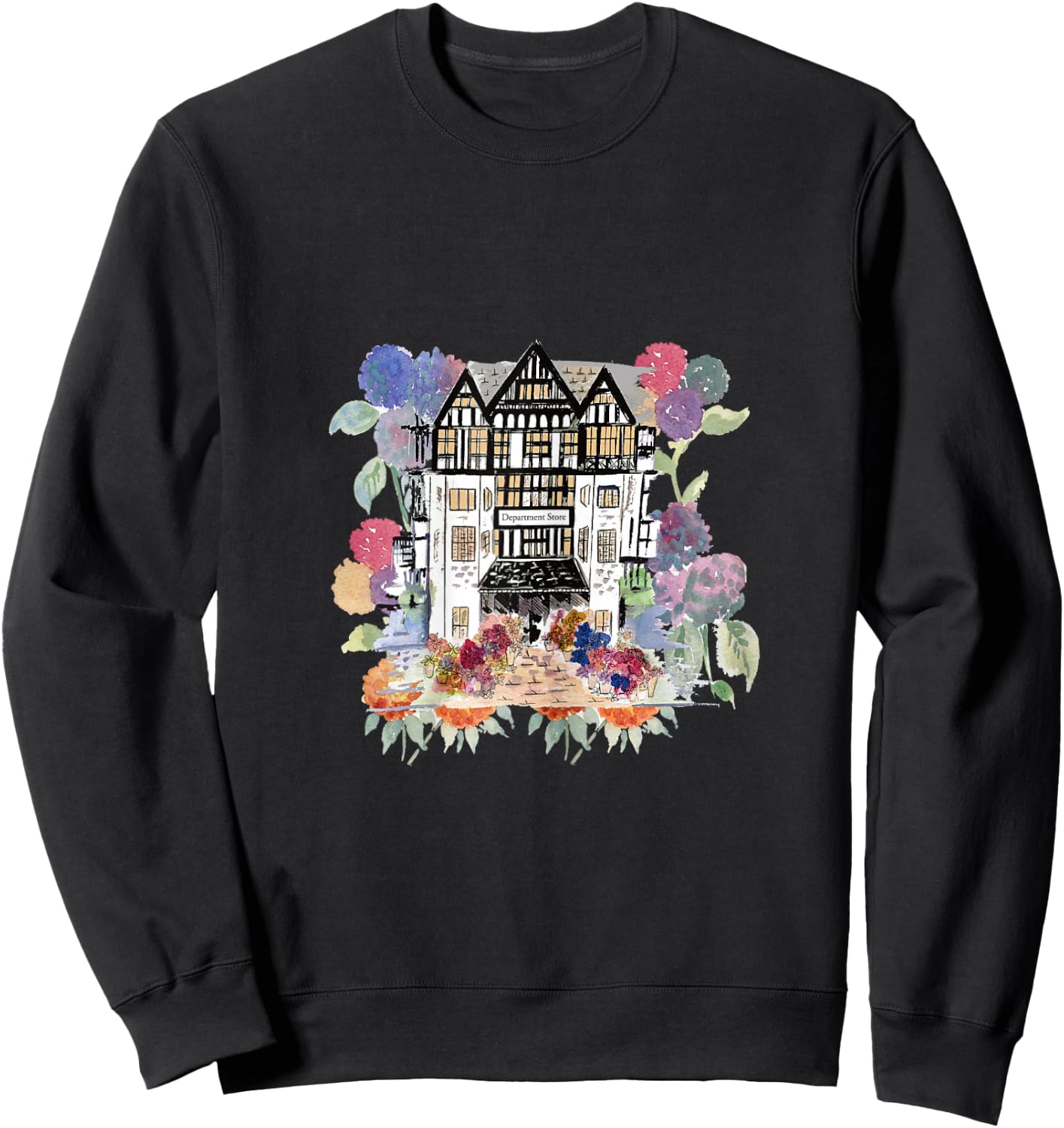 Liberty of London Inspired Shop Window Flowers Tourist Sweatshirt - Sweatshirt | Black