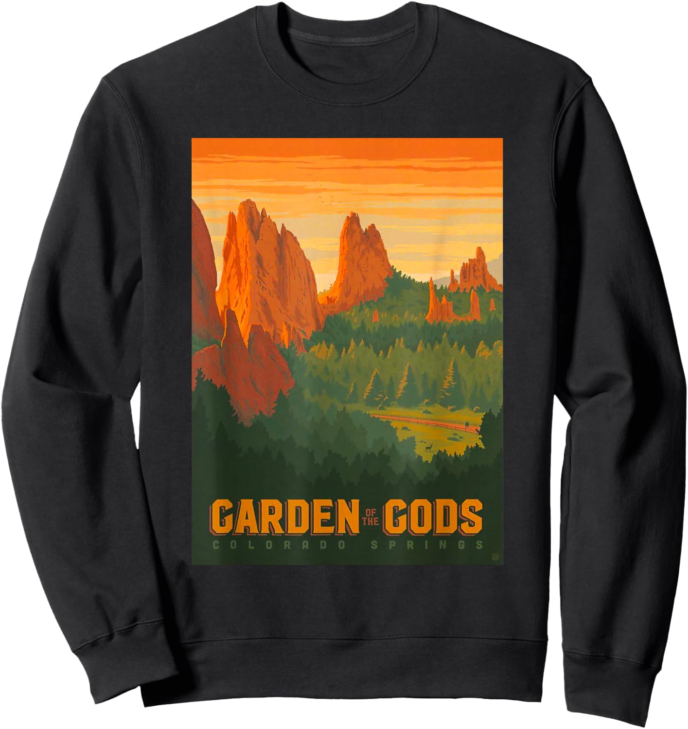 Colorado Springs Garden of The Gods Graphic Design Sweatshirt - Sweatshirt | Black