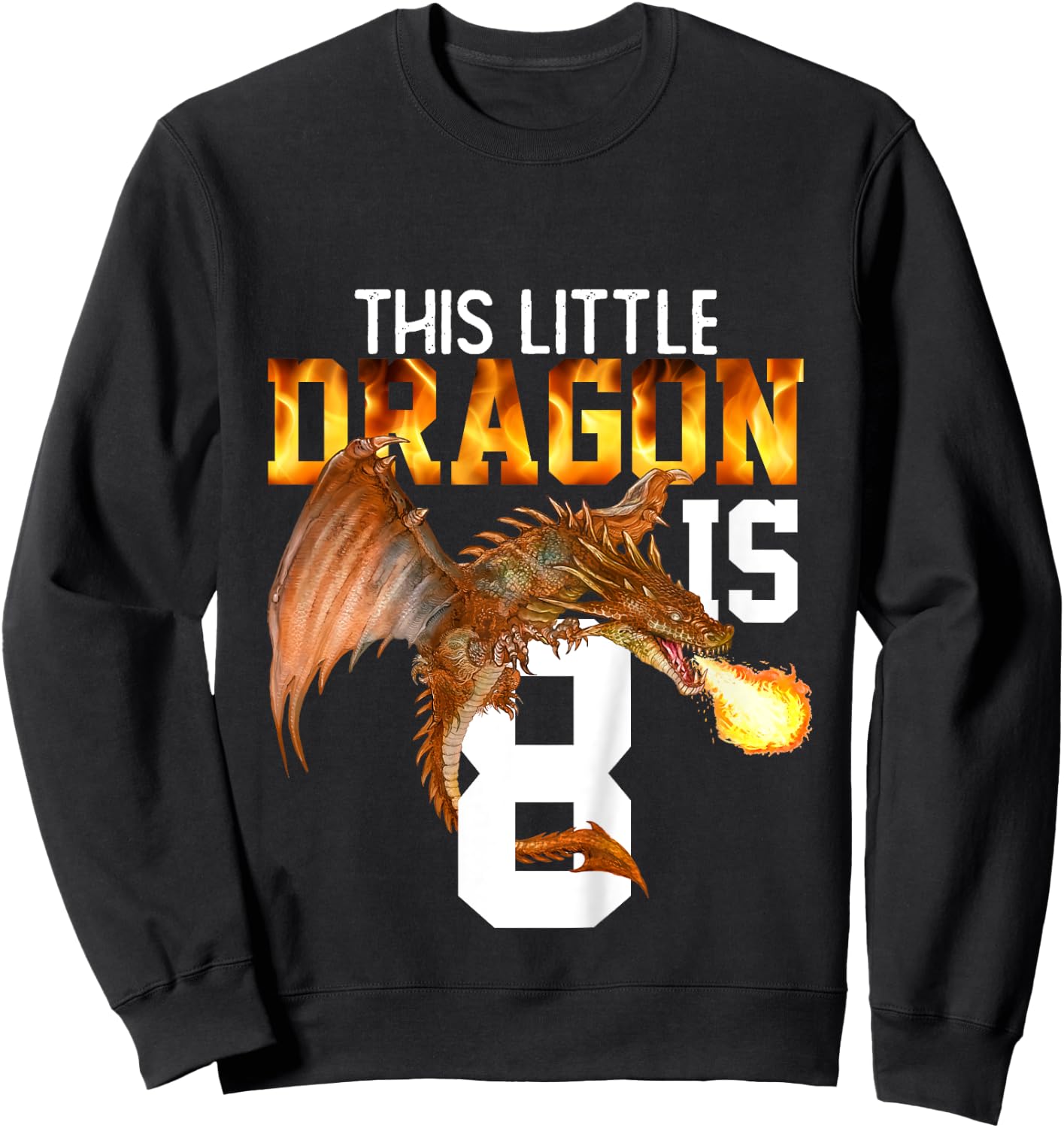 Turning 8 Year Old Birthday Gift Boy Dragon 8th Bday Girl Sweatshirt - Sweatshirt | Black