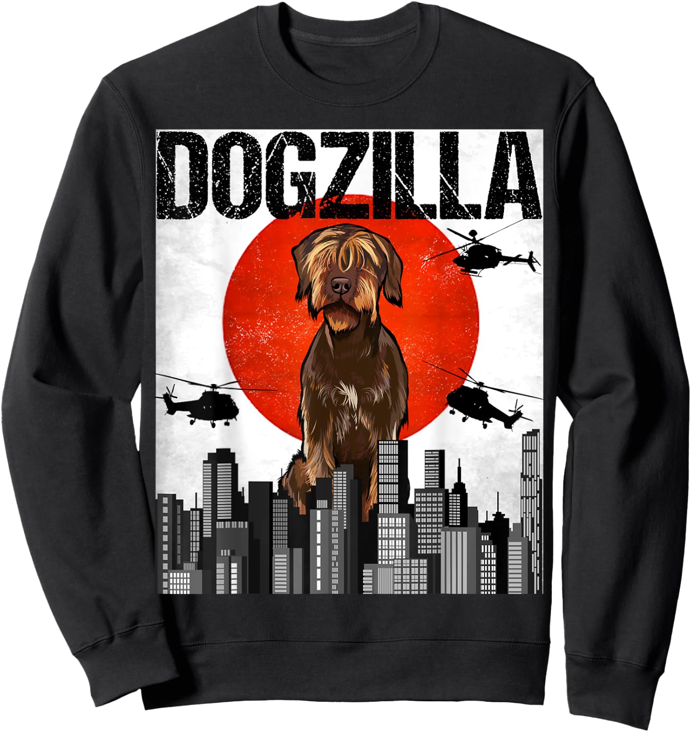 Funny Vintage Japanese Dogzilla Wirehaired Pointing Griffon Sweatshirt - Sweatshirt | Black