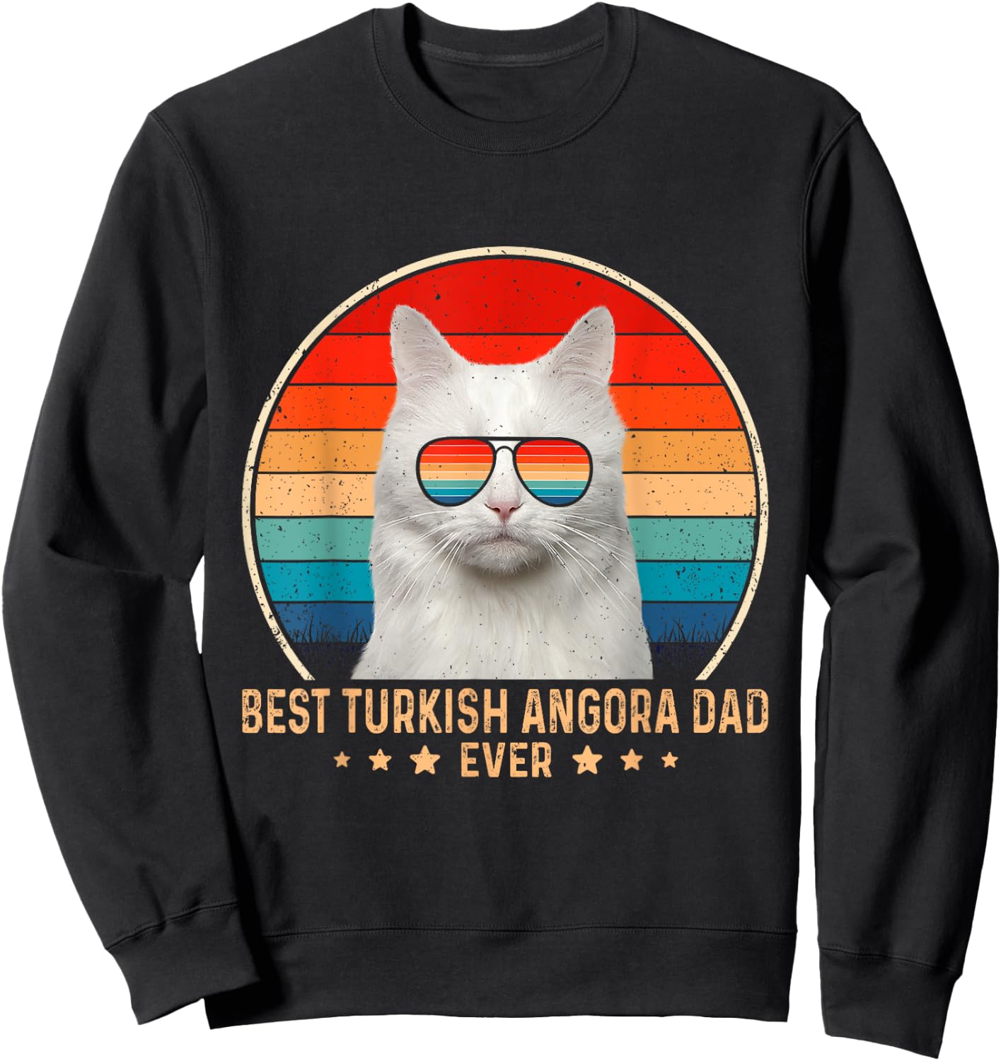Vintage Best Turkish Angora Dad Ever Father's Day Sweatshirt - Sweatshirt | Black