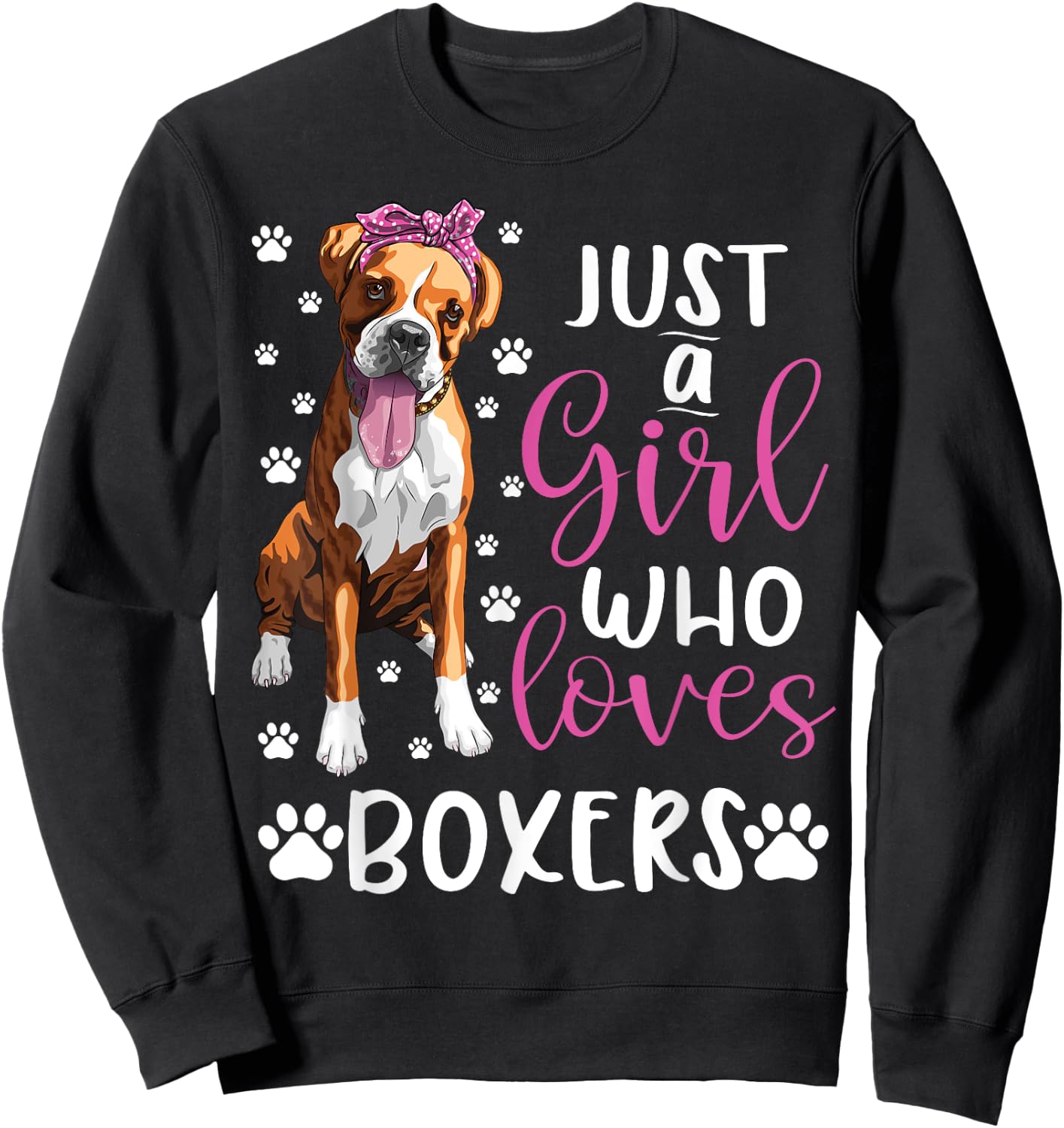 Boxer Just A Girl Who Loves Boxers Dogs Lover girls Gift Sweatshirt - Sweatshirt | Black