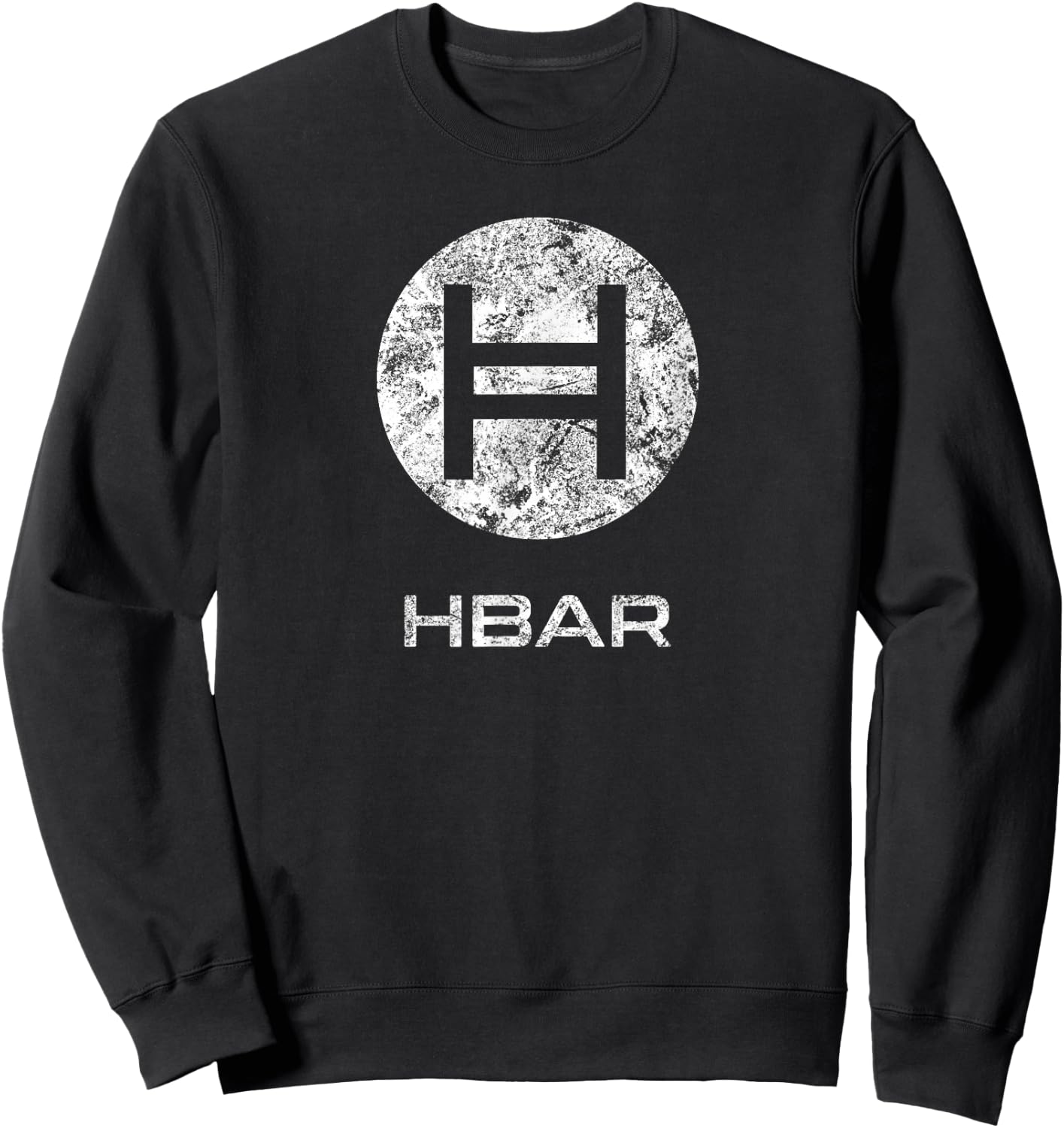 HBAR Crypto Hedera Hashgraph Blockchain Token Distressed Sweatshirt - Sweatshirt | Black