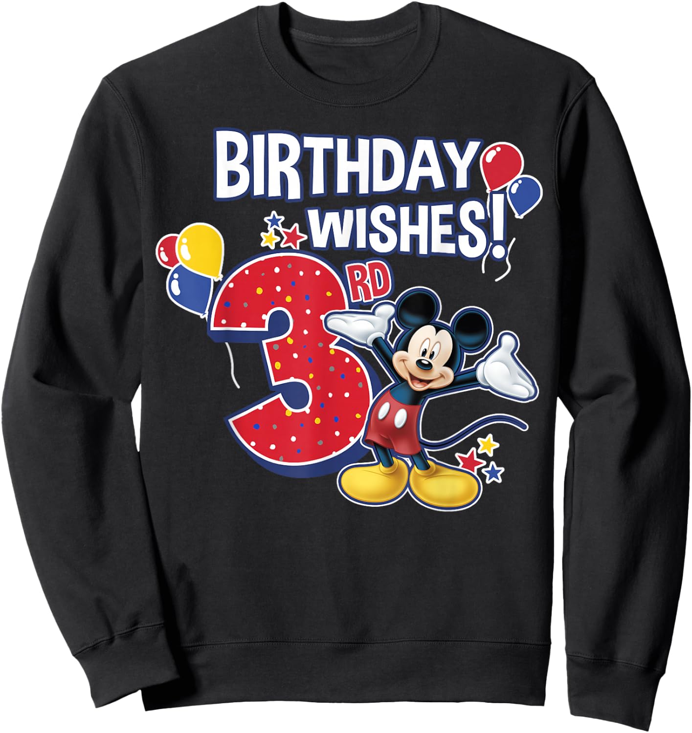 Disney Mickey and Friends Mickey Mouse 3rd Birthday Wishes Small Sweatshirt - Sweatshirt | Black