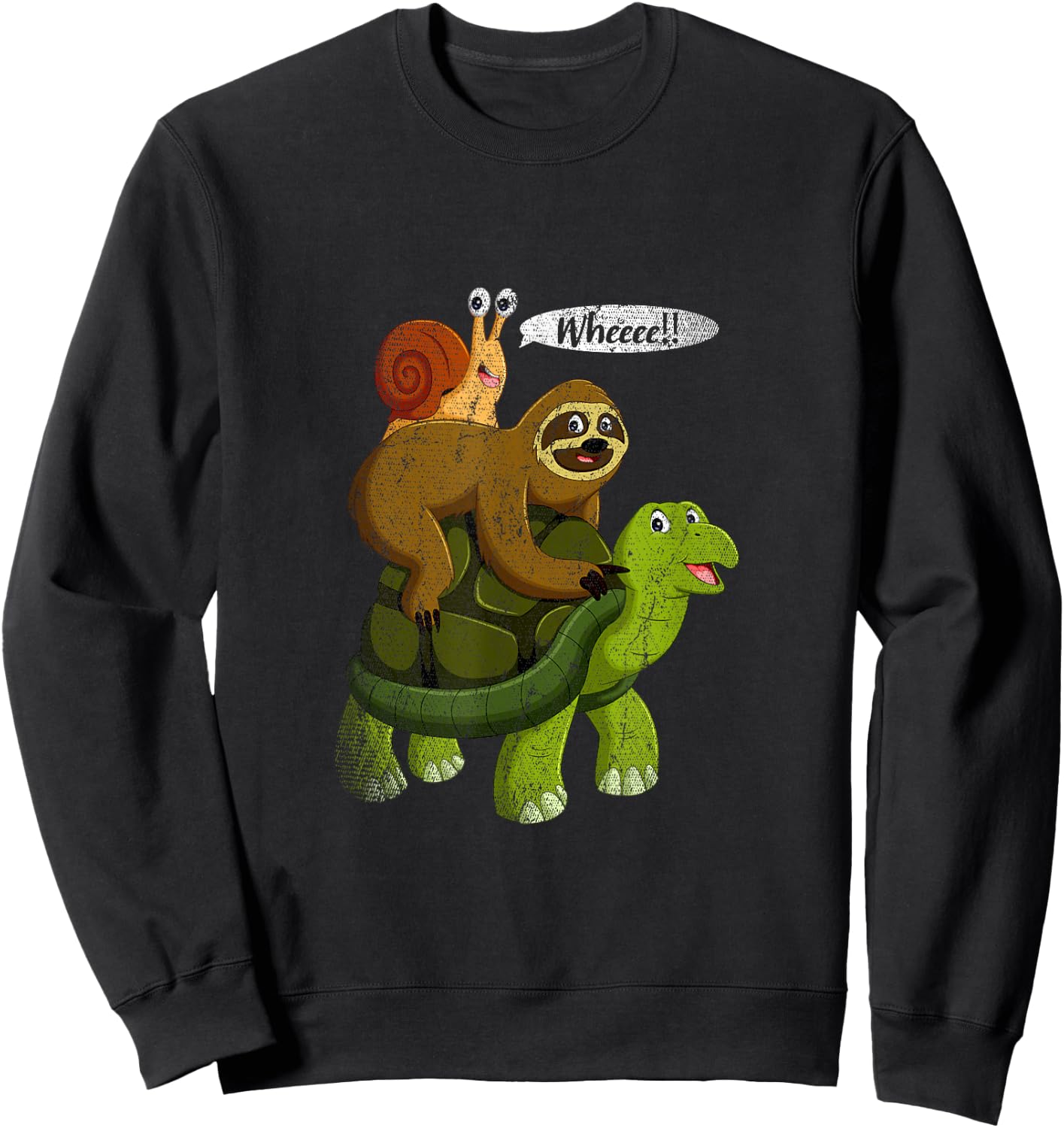 Whee Snail Turtle Sloth Sweatshirt - Sweatshirt | Black
