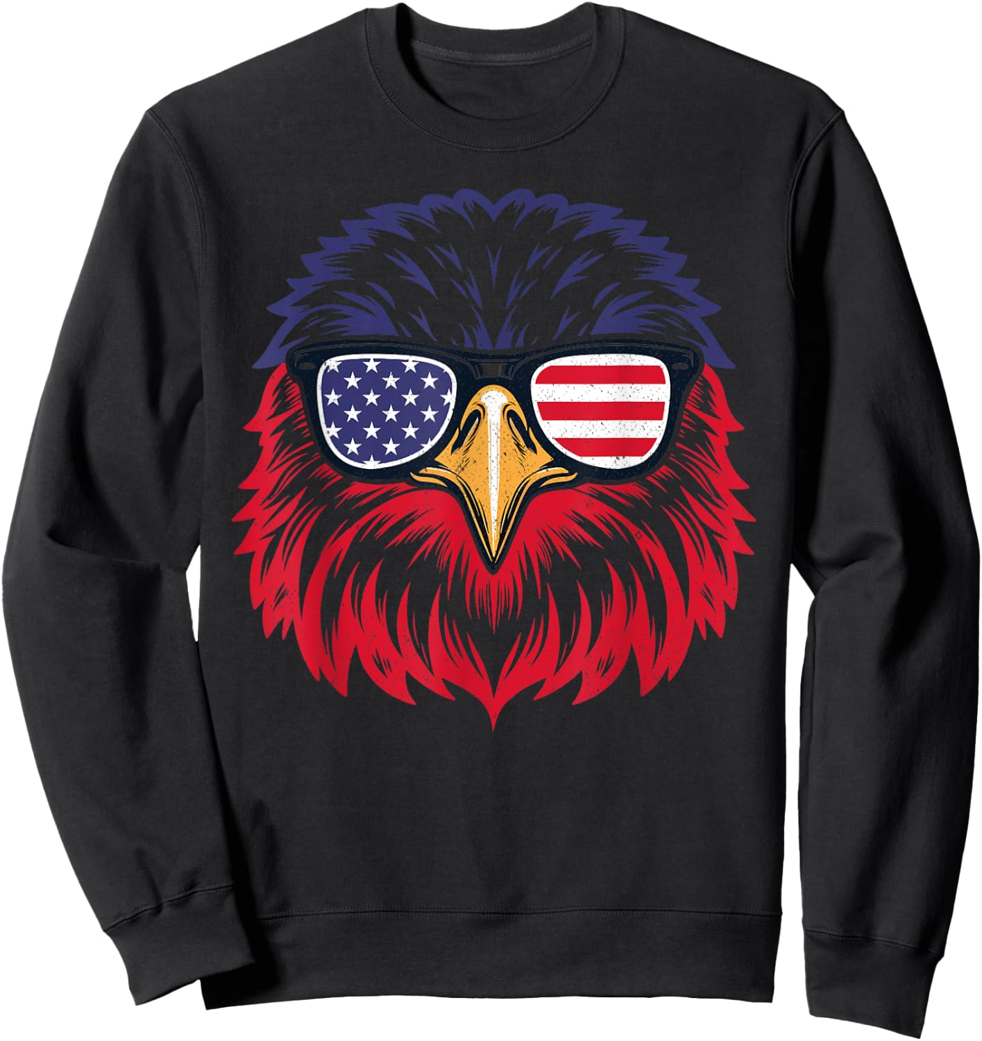 Patriotic Eagle Funny 4th of July US American Flag Men Women Sweatshirt - Sweatshirt | Black